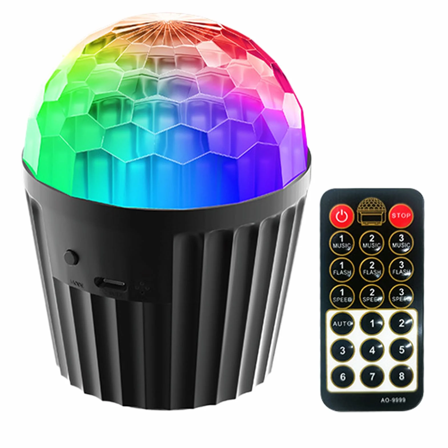 Remote Control Party Lights, Crystal Magic Ball Disco Lamp, Color-Changing Ambient Light, 2.24x3.94 inches Sound-Activated LED Lighting Device for Home Room Parties, Club Events