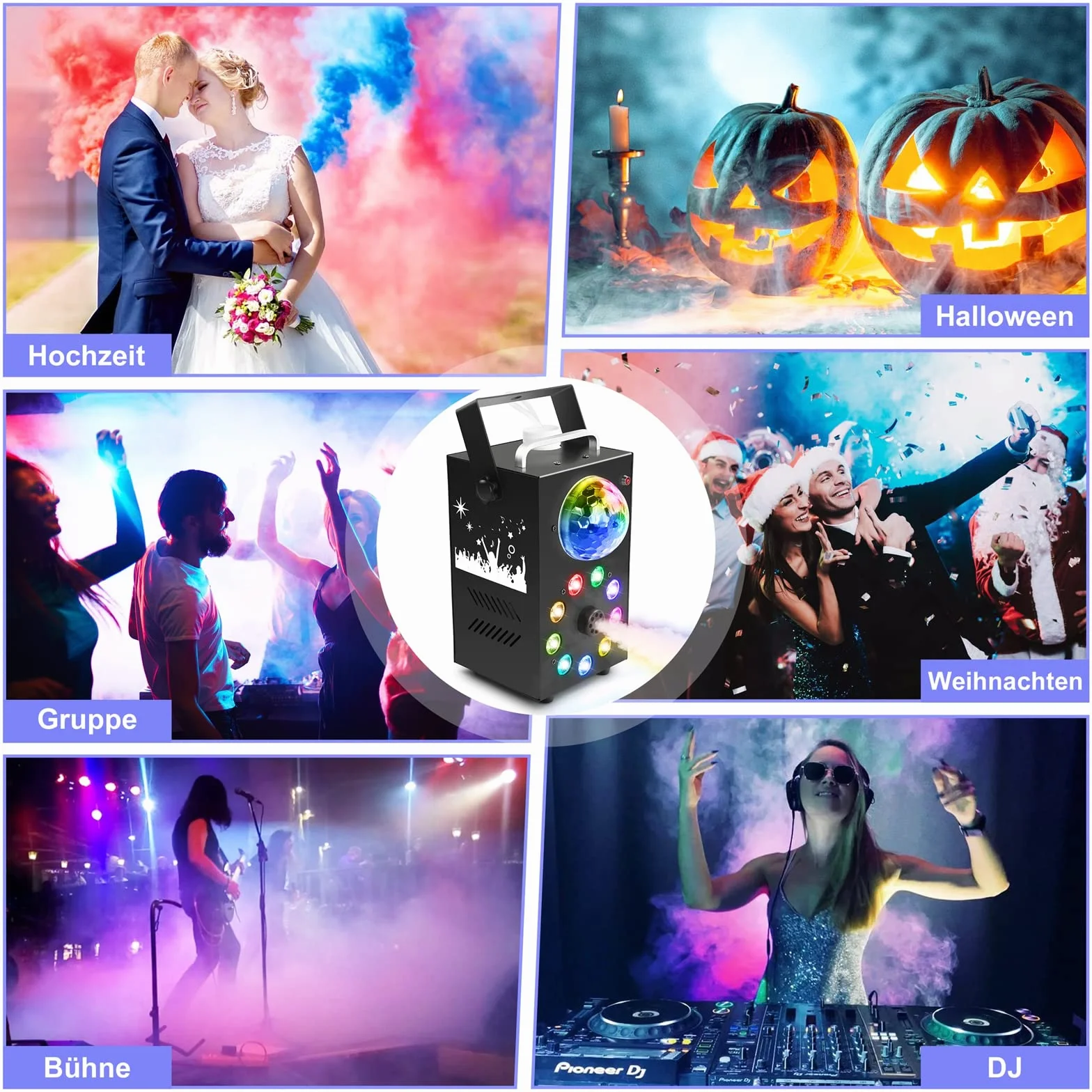 Maszyna do wytwarzania mgły, 700 W, kula dyskotekowa LED, z pilotem zdalnego sterowania, przenośna maszyna do mgły, nadaje się na Boże Narodzenie, Halloween, imprezę, wesele