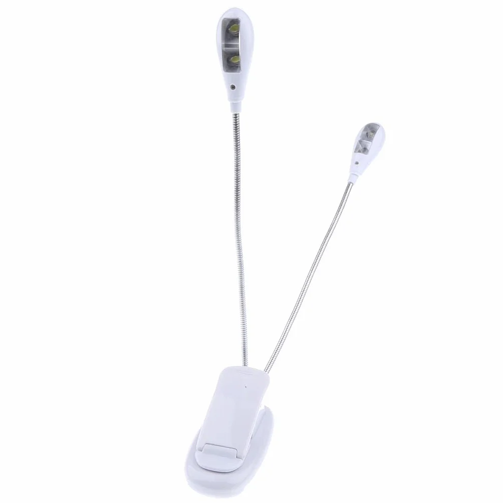 Elastyczny 4 LED 2-ramienny stojak muzyczny nuta oświetlenie lampy 29 cm - biały, jak opisano