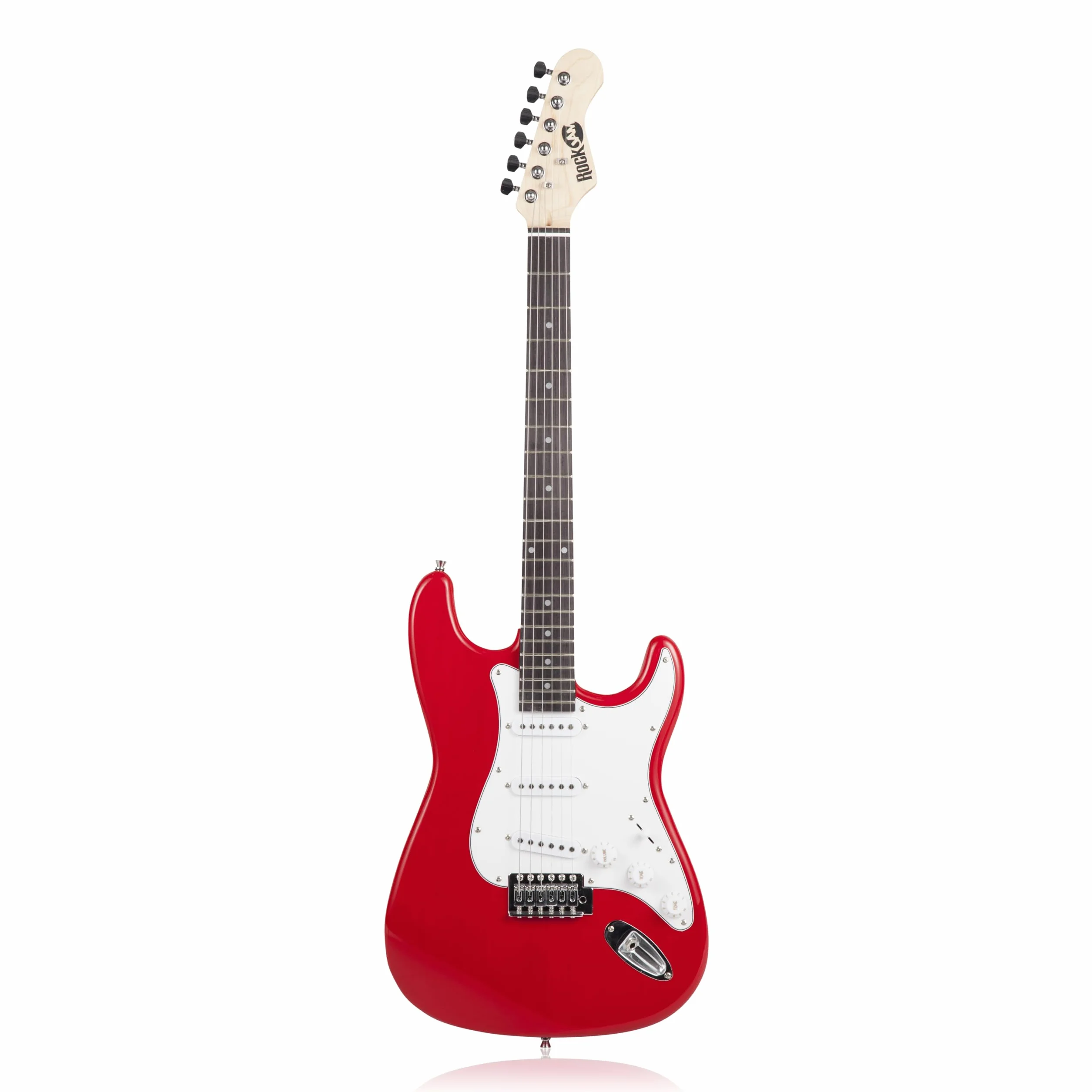 RockJam pełnowymiarowy zestaw gitarowy elektryczny z wzmacniaczem 10-watowym, akcesoriami i lekcjami, Czerwony