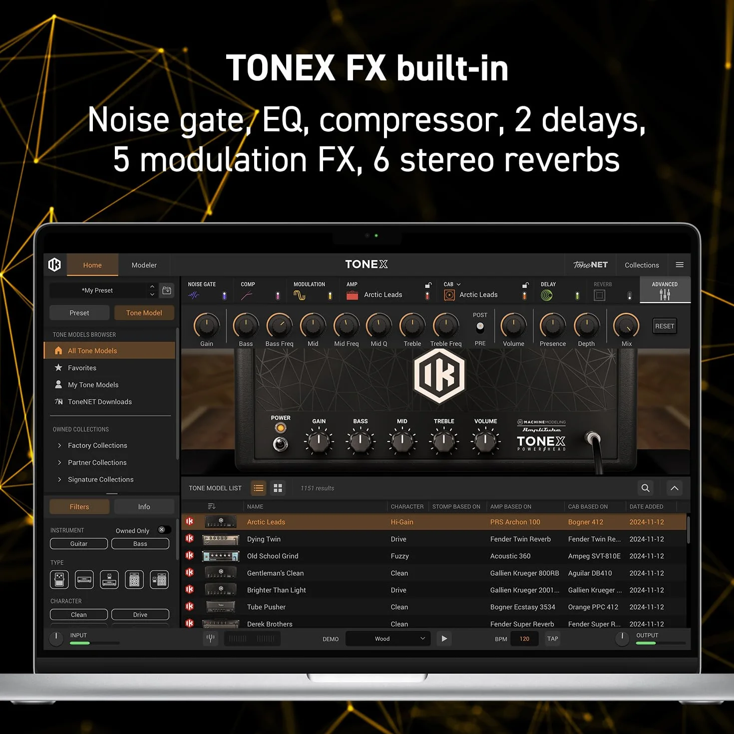 IK Multimedia Mikropedał TONEX One AI MultiFX: model tonowy dowolnego wzmacniacza gitary elektrycznej, gitarowy, zniekształceń, overdrive lub inne efekty gitarowe