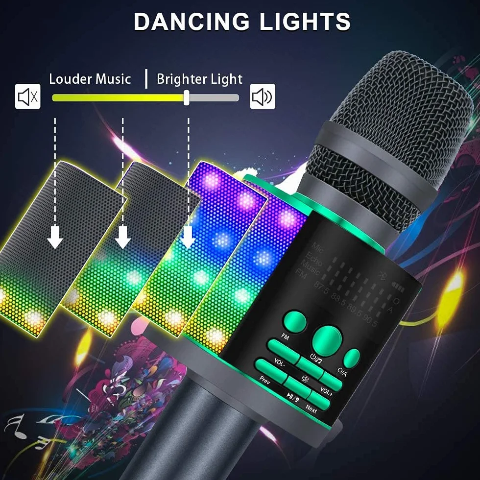 BONAOK Magic mikrofon karaoke, ulepszone bezprzewodowe nagrywanie mikrofonu Bluetooth, mikrofon dziecięcy ze zmieniaczem głosu, mikrofon FM-Bluetooth, kompatybilny z urządzeniami Bluetooth, zielony