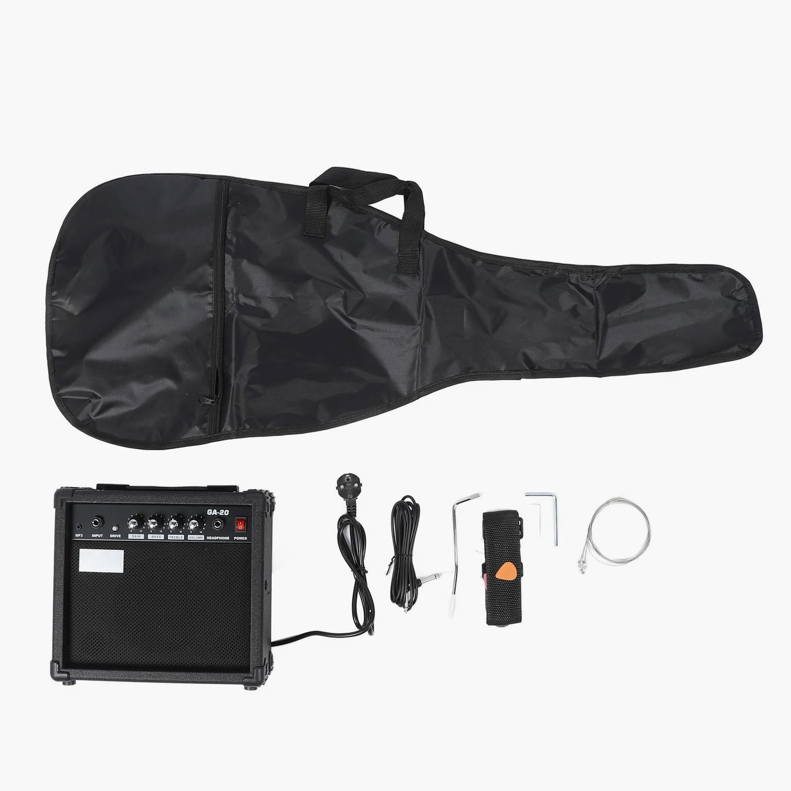 Pełnowymiarowy Zestaw do Gitary Elektrycznej ze Wzmacniaczem 20W Początkujący Rozrusznik Praworęczny Gitara Elektryczna z przenośną torbą zapasową