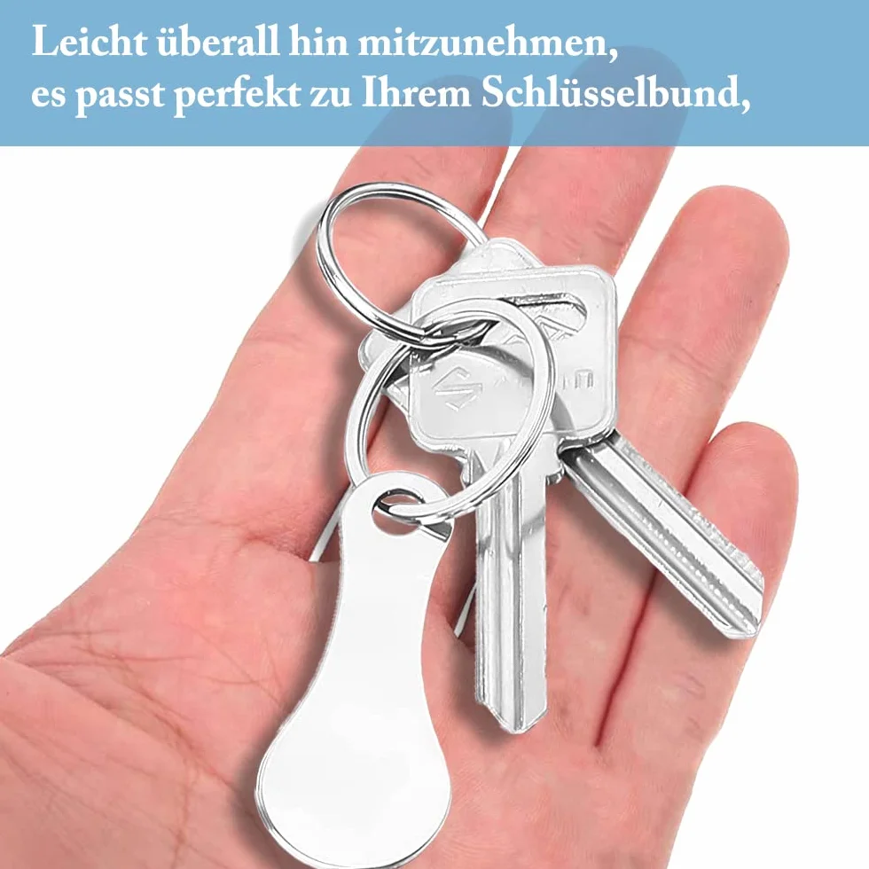 2 sztuki rozwiązań do wózka na zakupy ze stali nierdzewnej, zdejmowany żeton do wózka na zakupy jako breloczek do kluczy, żeton na zakupy z 2 karabińczykami do wózka na zakupy