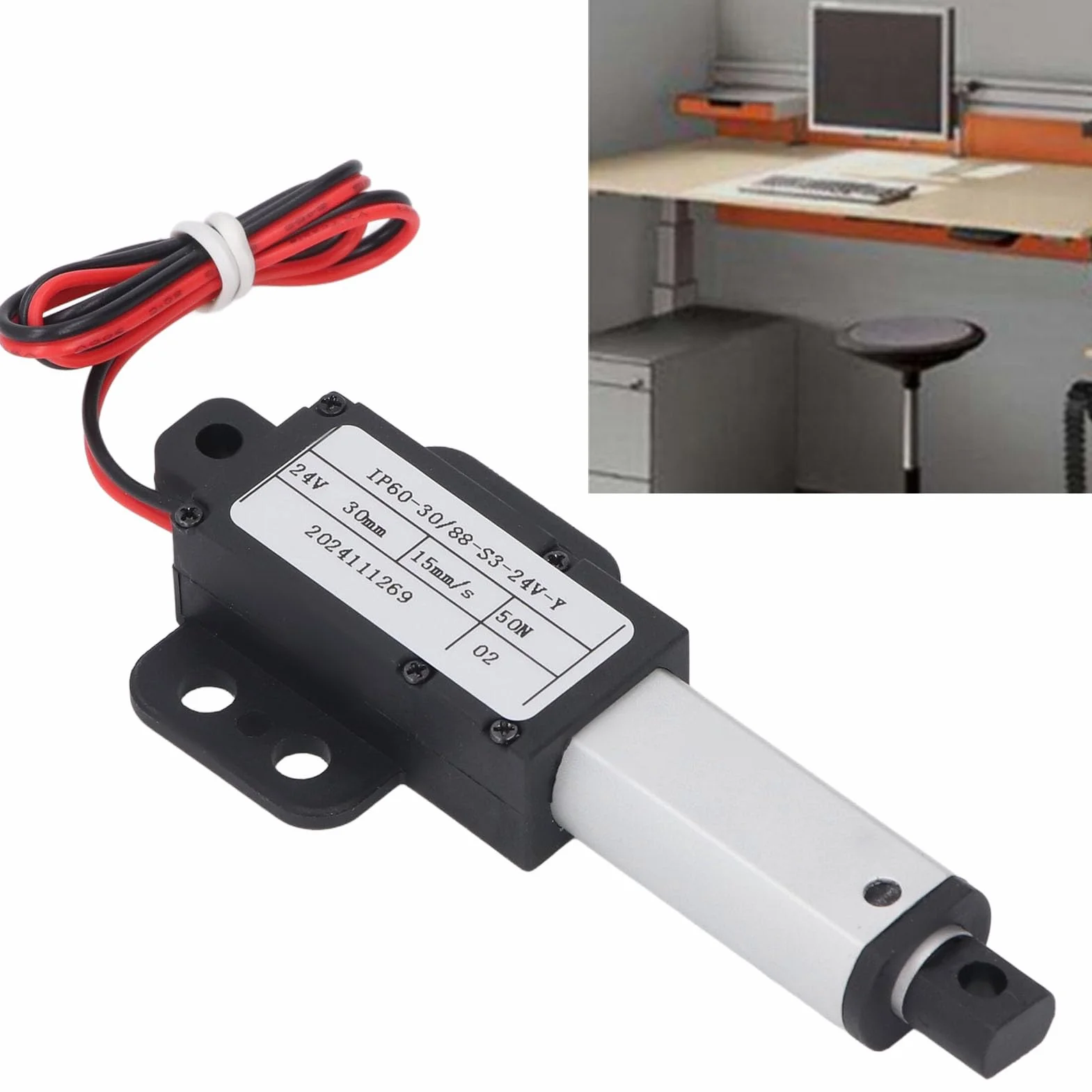 Mini Elektryczny Siłownik Liniowy o Skoku 30 Mm 24 V Wodoodporny Siłownik Liniowy