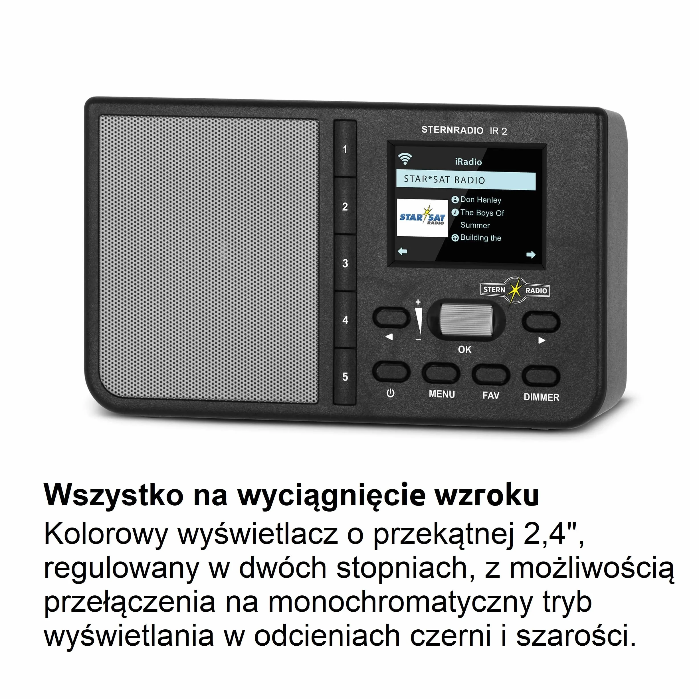 TechniSat Radio gwiazdkowe IR 2 – kompaktowe radio internetowe (WLAN, wymienny akumulator, kolorowy wyświetlacz, zmienne przyciski bezpośredniego wyboru, nadajnik radia do spania, budzik, timer snu