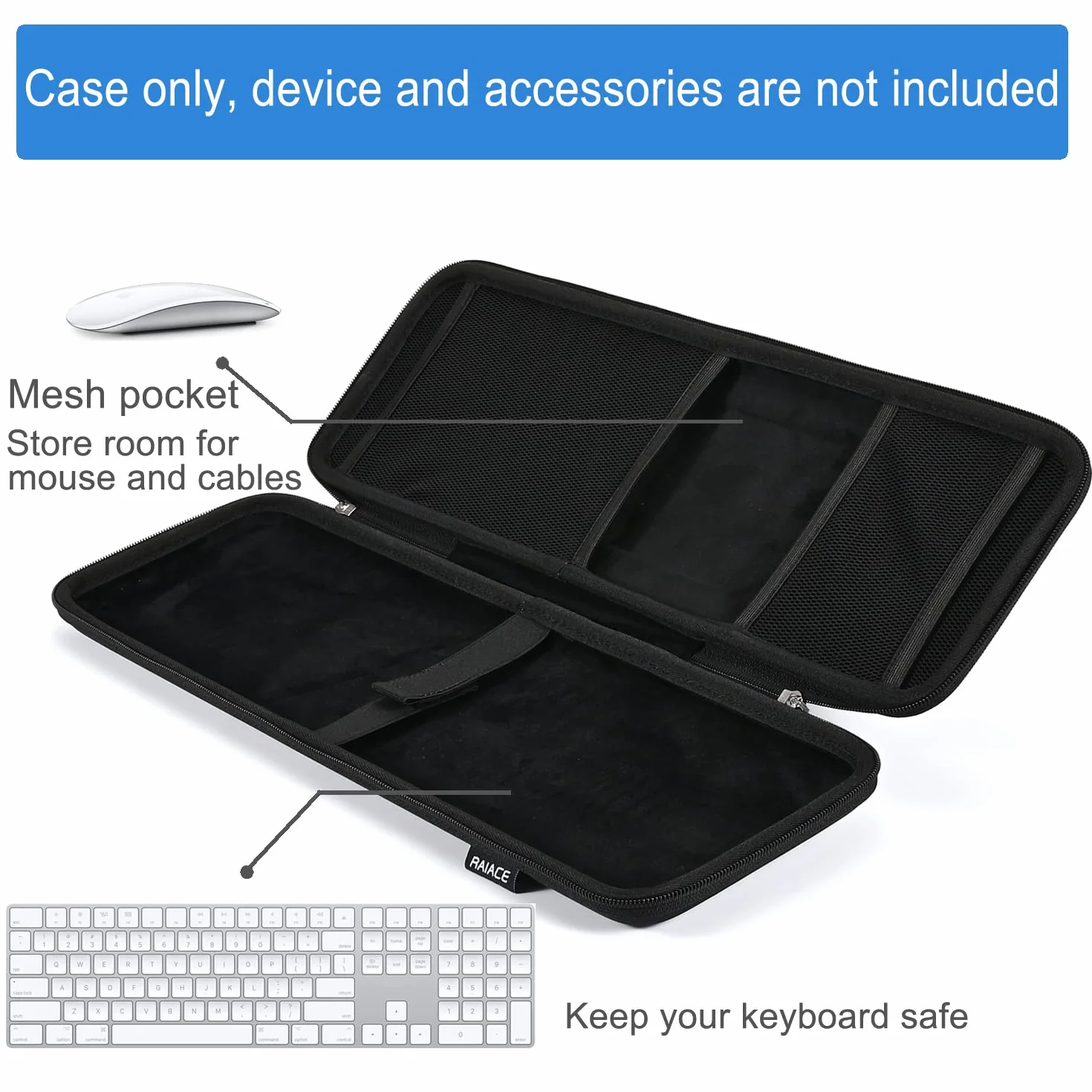 RAIACE Twarda obudowa do Apple Magic Keyboard + Magic Mouse stoi tylko na walizce