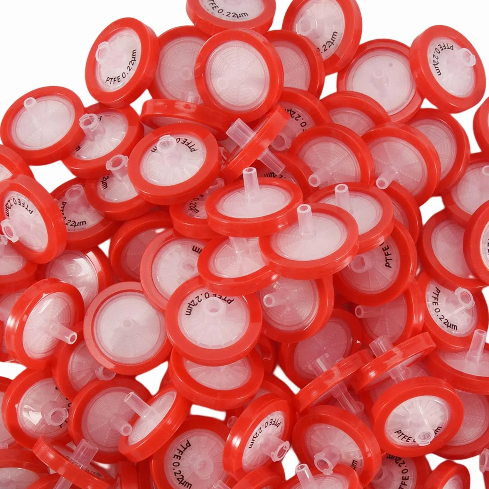 100 sztuk strzykawka z filtrem PTFE, strzykawka laboratoryjna filtr 25 mm średnica membrany, rozmiar porów 0,22μM, HPLC