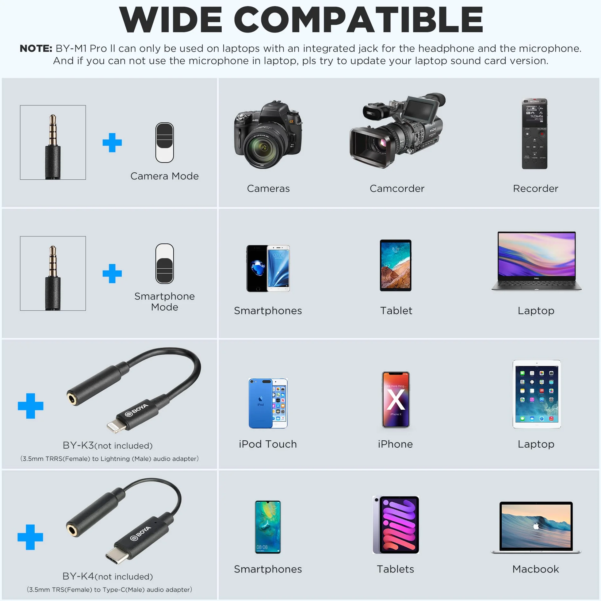 Boya BY-M1 Pro II mikrofon krawatowy z redukcją szumów wielokierunkowy mikrofon z portem monitorowania do tworzenia treści YouTube Tiktok