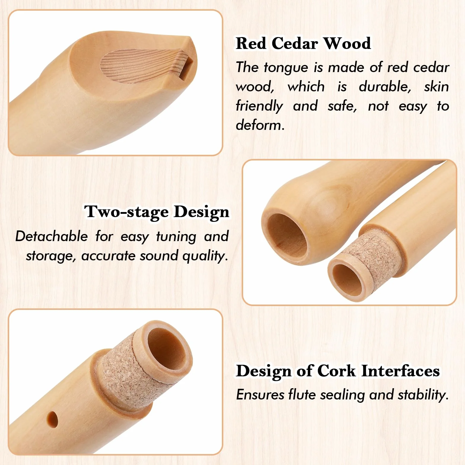 Fentar Drewniany rejestrator, instrument sopranowy, niemiecki palec, rejestrator dla dzieci, dorosłych, początkujących, 2-częściowy design, znakomity 8-otworowy zestaw rejestratorów z pudełkiem do