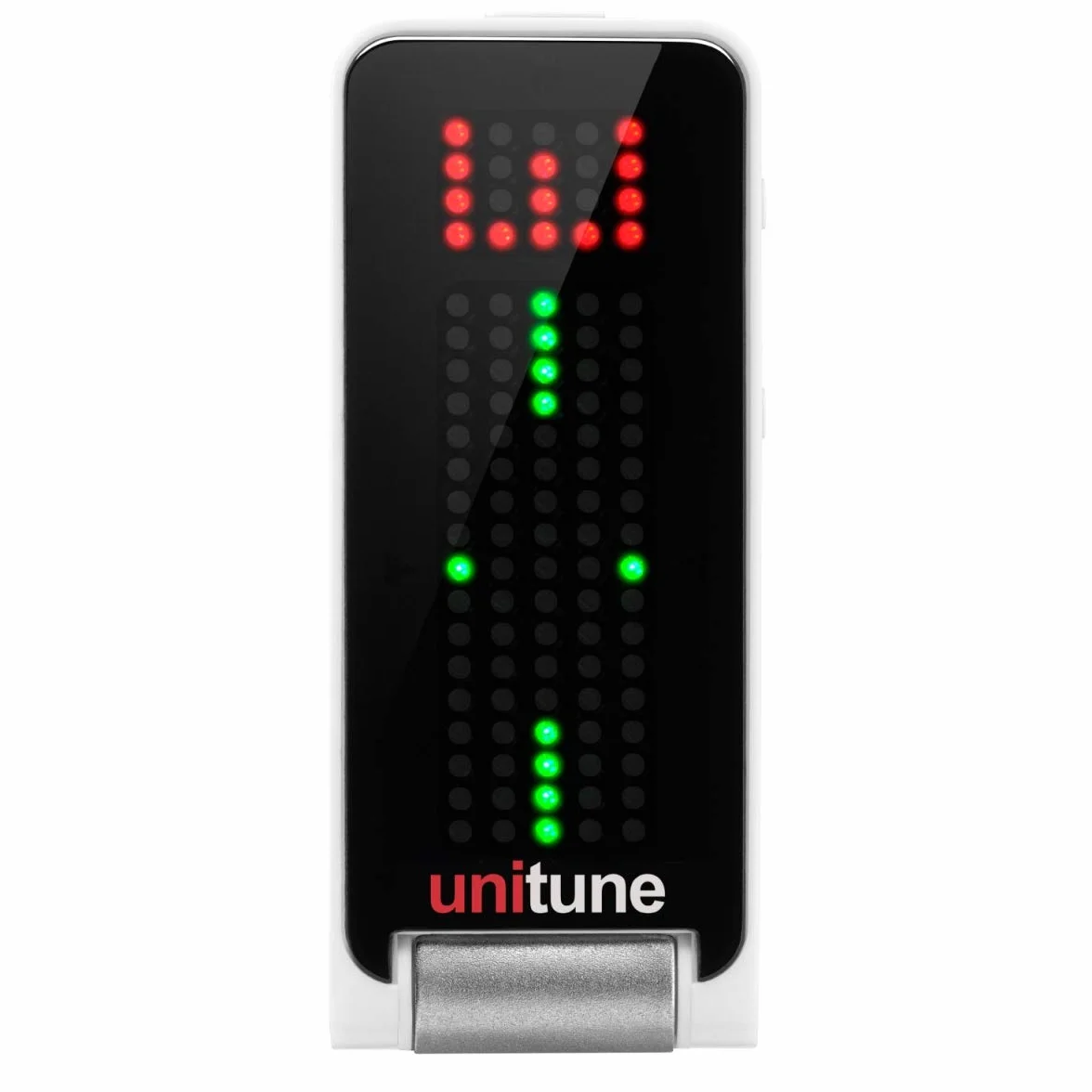 TC Electronic UNITUNE CLIP Clip-On Tuner z trybami stroboskopowymi i chromatycznymi oraz wyświetlaczem matrycowym 108 LED dla bezkompromisowej jakości strojenia