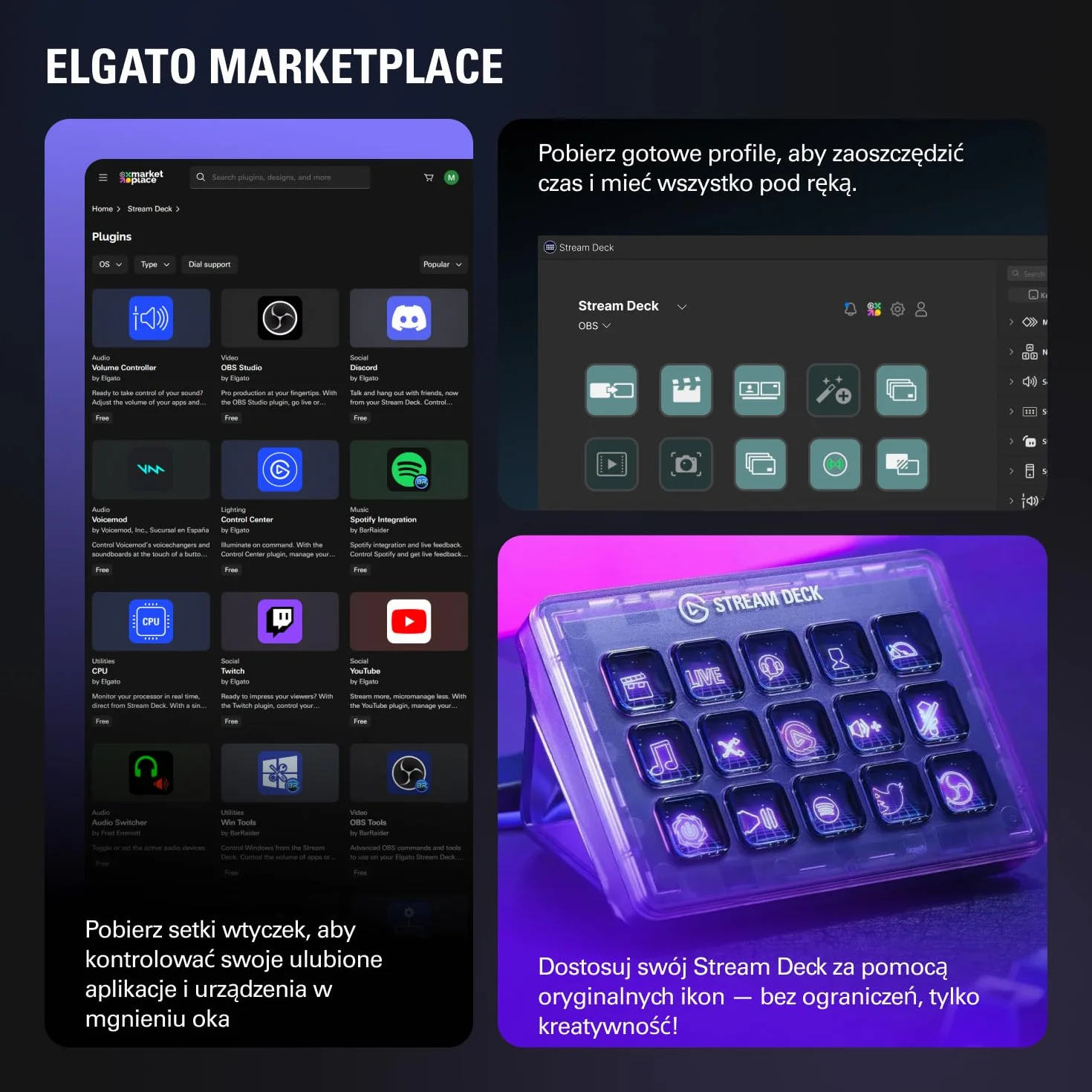 Elgato Stream Deck MK.2 – kontroler do studia, 15 klawiszy makro, wyzwalanie działań w aplikacjach i oprogramowaniu,takim jak OBS, Twitch ​i YouTube, działa z komputerami Mac i PC