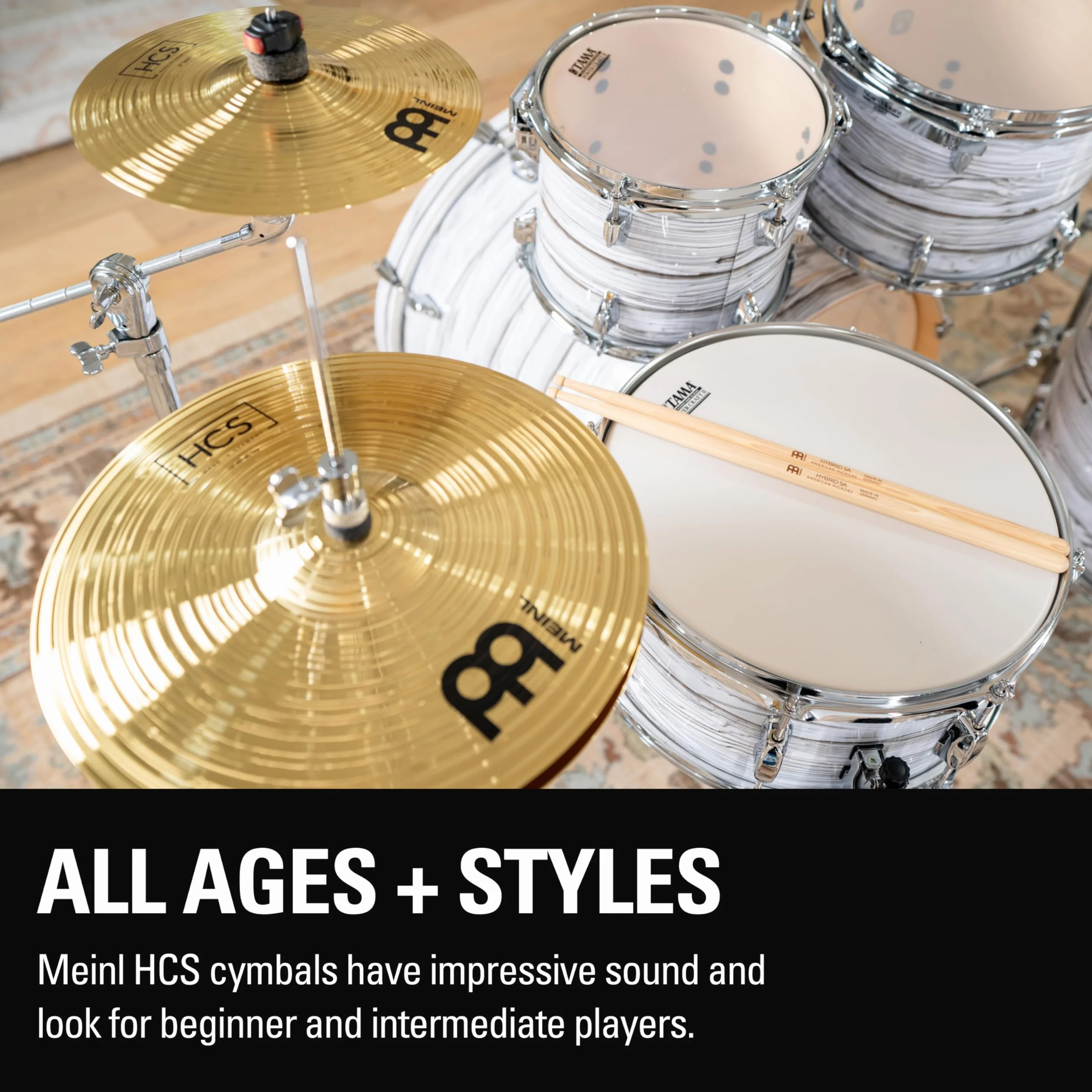 Meinl HCS Cymbal Set 13"HH, 14"C, 10" SP + Sticks - Zestaw talerzy