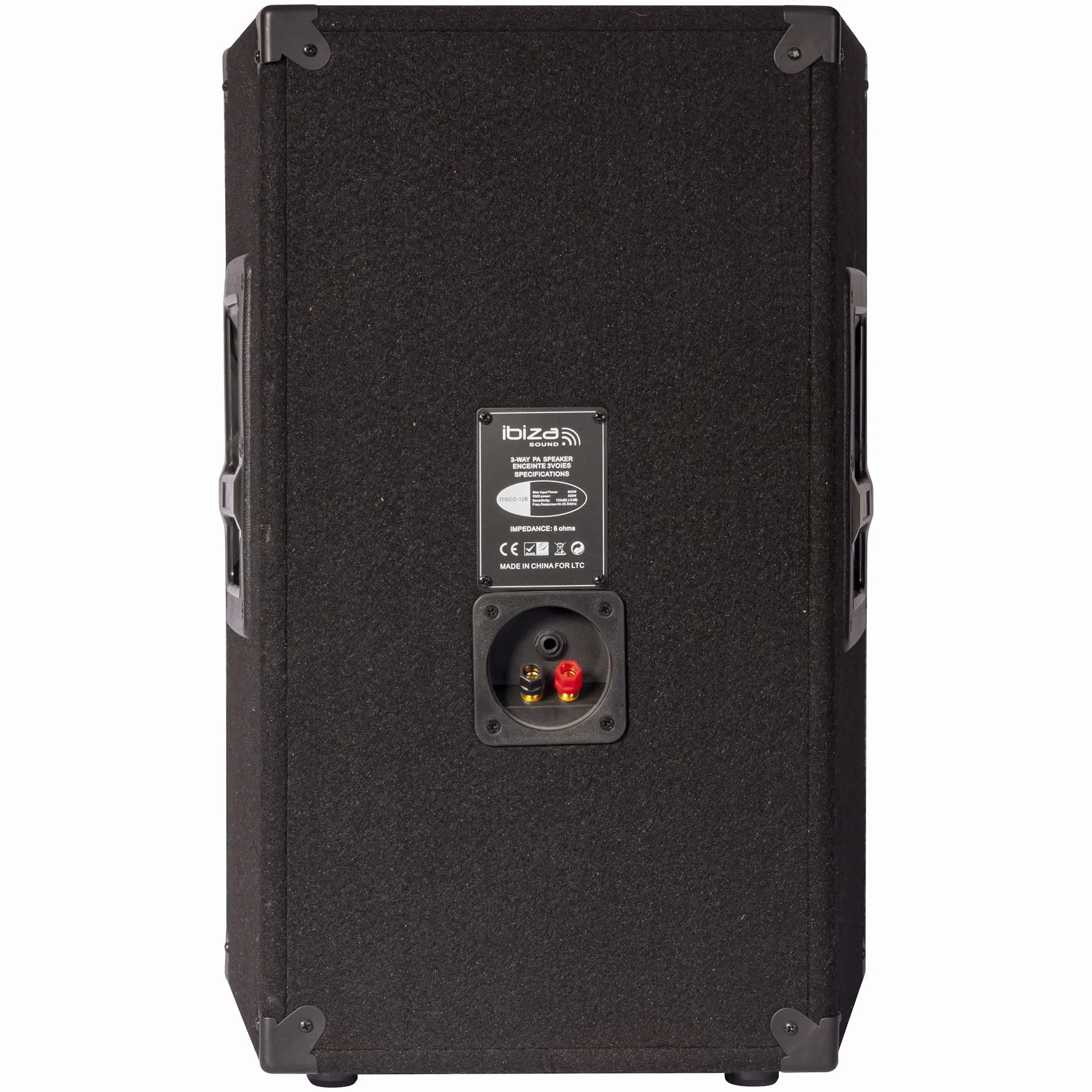 Ibiza - DISCO15B - 3-drożny pasywny głośnik trapezowy z przetwornikiem basowym 15"/38cm - 700W - Czarny