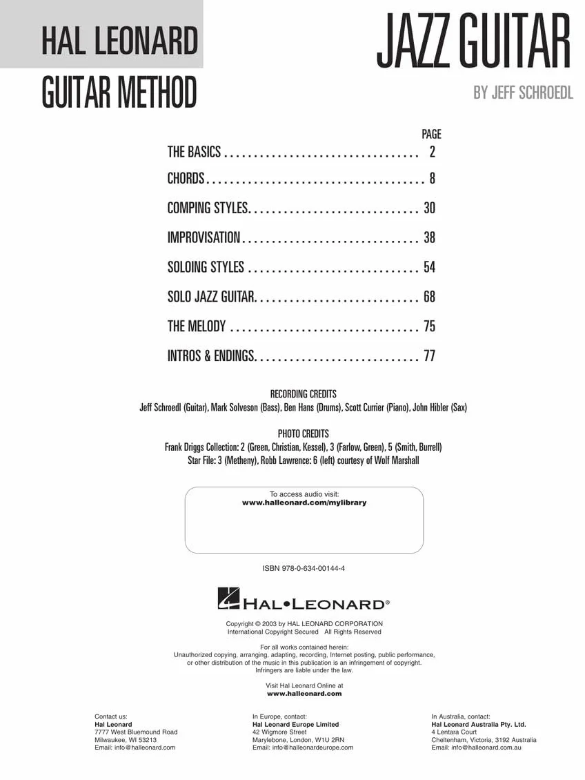Hal leonard guitar method - jazz guitar guitare +cd: A Comprehensive Guide with Detailed Instruction and More Than 20 Great Jazz Standards