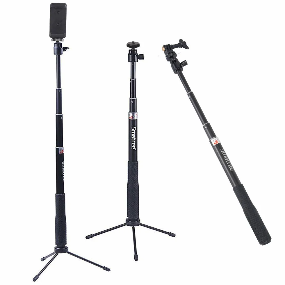 Smatree SmaPole Q3 drążek teleskopowy ze statywem do GoPro Hero 5/4/3+/3/2/1/Session/do kamer kompaktowych/telefonów komórkowych