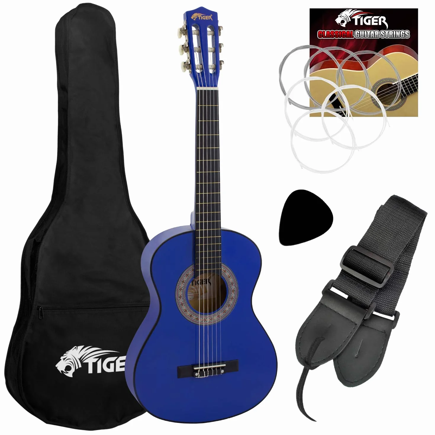 Tiger Gitara Klasyczna, Niebieski, 1/4