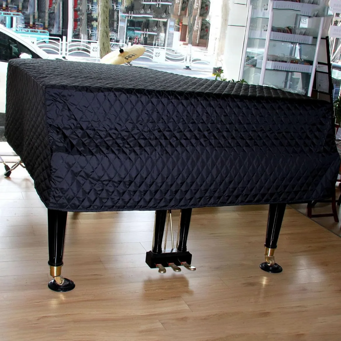 Fortepian odporny na wilgoć pokrowiec ochronny, pogrubiony pikowany dźwiękoszczelny pokrowiec na klawiaturę fortepianowo-trójkątną tkaninę, pełny rozmiar uniwersalny, 200 cm