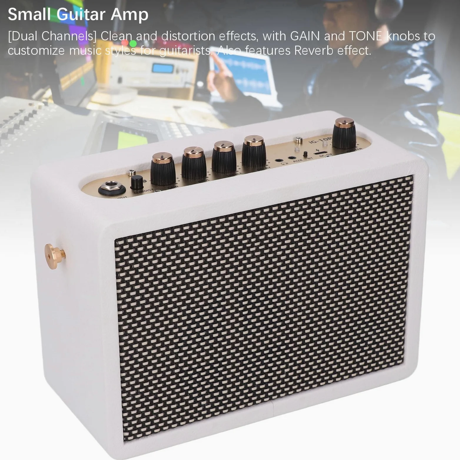Mały Wzmacniacz Gitarowy, Głośnik do ćwiczeń na Gitarze Elektrycznej o Mocy 10 W z Podwójnym Kanałem Głośnik Gitarowy do Mini Wzmacniacza Gitarowego