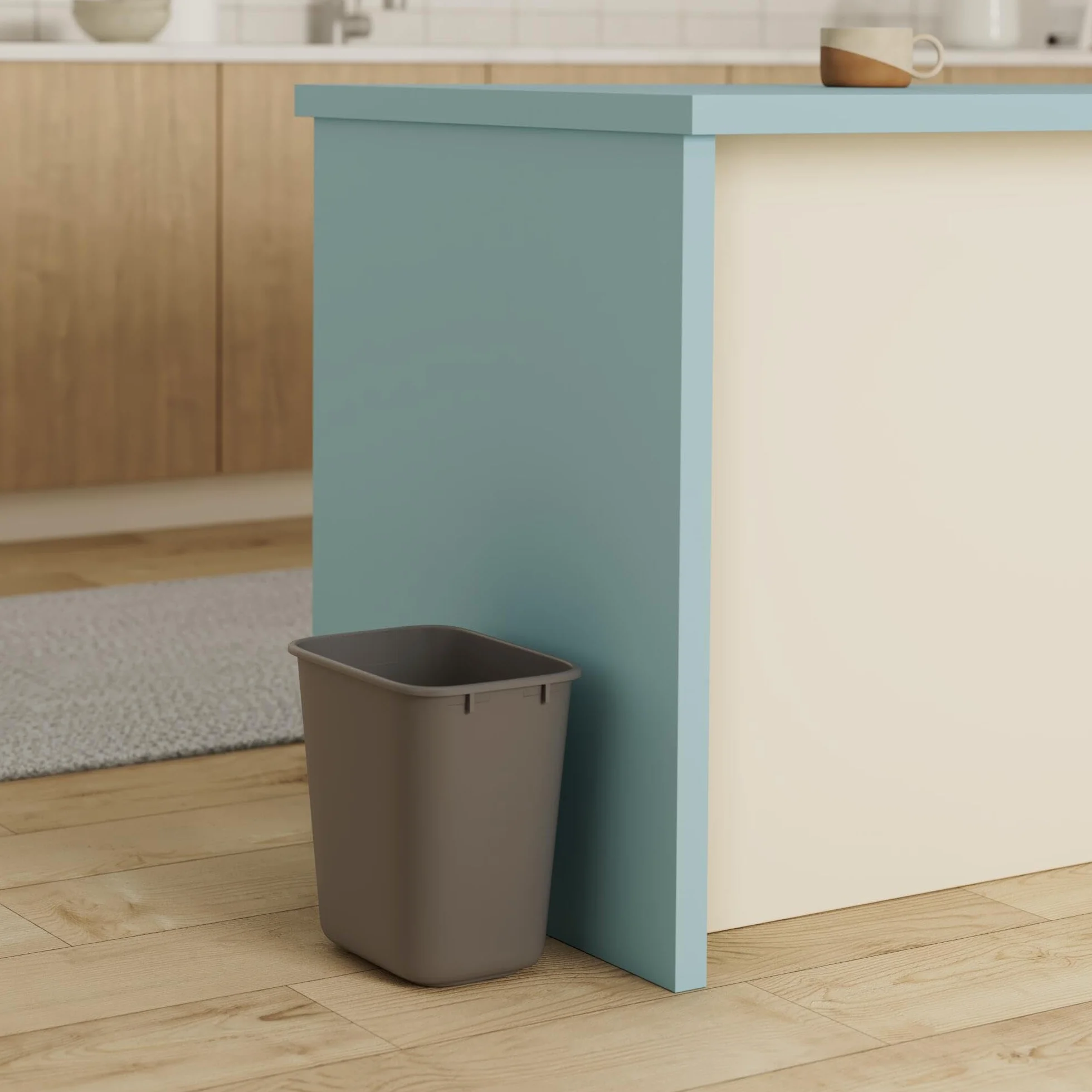 Rubbermaid Commercial Products Commercial 13-5/8 cala LLDPE prostokątny Small Deskside Trash Can - Grey