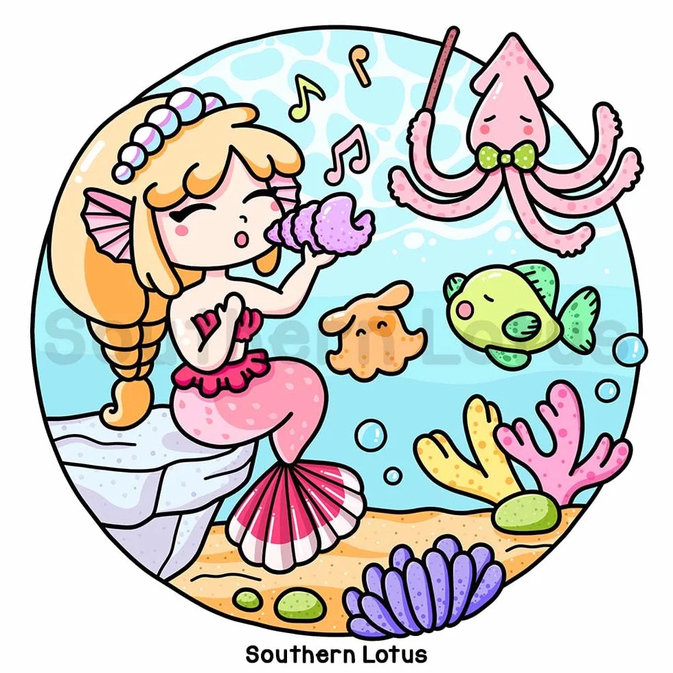 Ocean Home: Coloring Book for Adults and Teens Featuring Ocean Life with Adorable Mermaids and Sea Animals, Cute and Easy Drawings for Relaxation