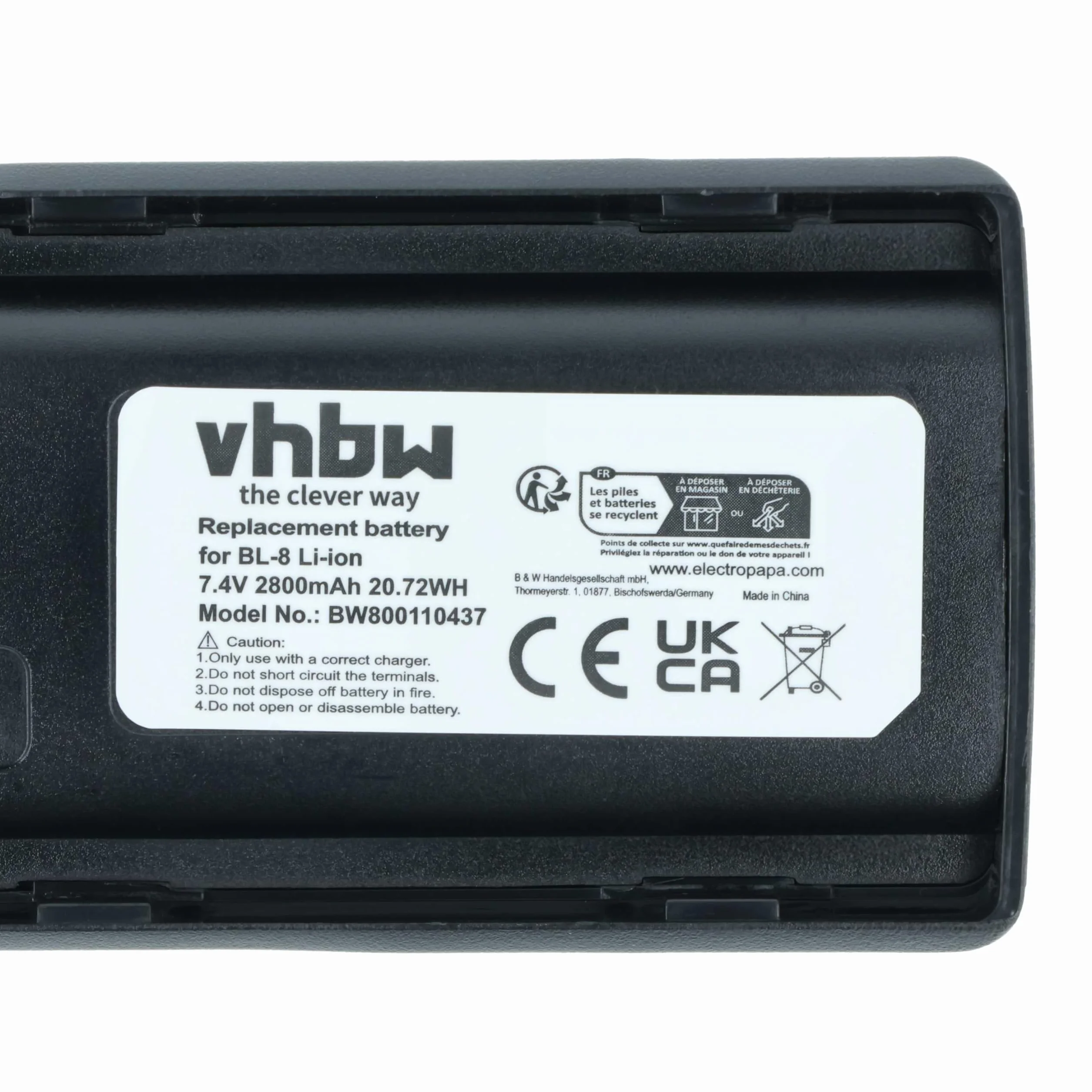vhbw Bateria zamienna do Baofeng BL-8 do krótkofalówki, Walkie Talkie (2800 mAh, 7,4 V, litowo-jonowa)