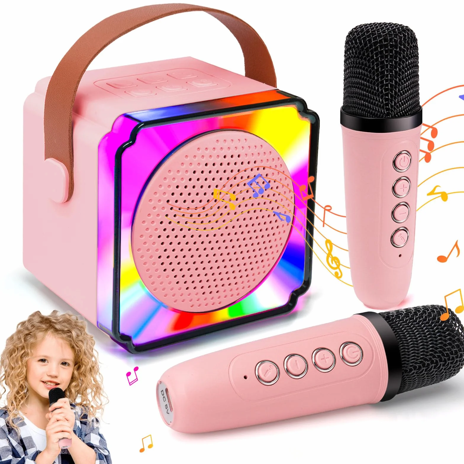 Osikay Prezent dla dziewczynek 4, 5, 6, 7, 8 lat: maszyna do karaoke, zabawka od 3 do 12 lat, prezent dla dziewcząt, 6-7-8-9-10-11 lat, mikrofon z Bluetooth, prezent urodzinowy dla dzieci w wieku 4-6