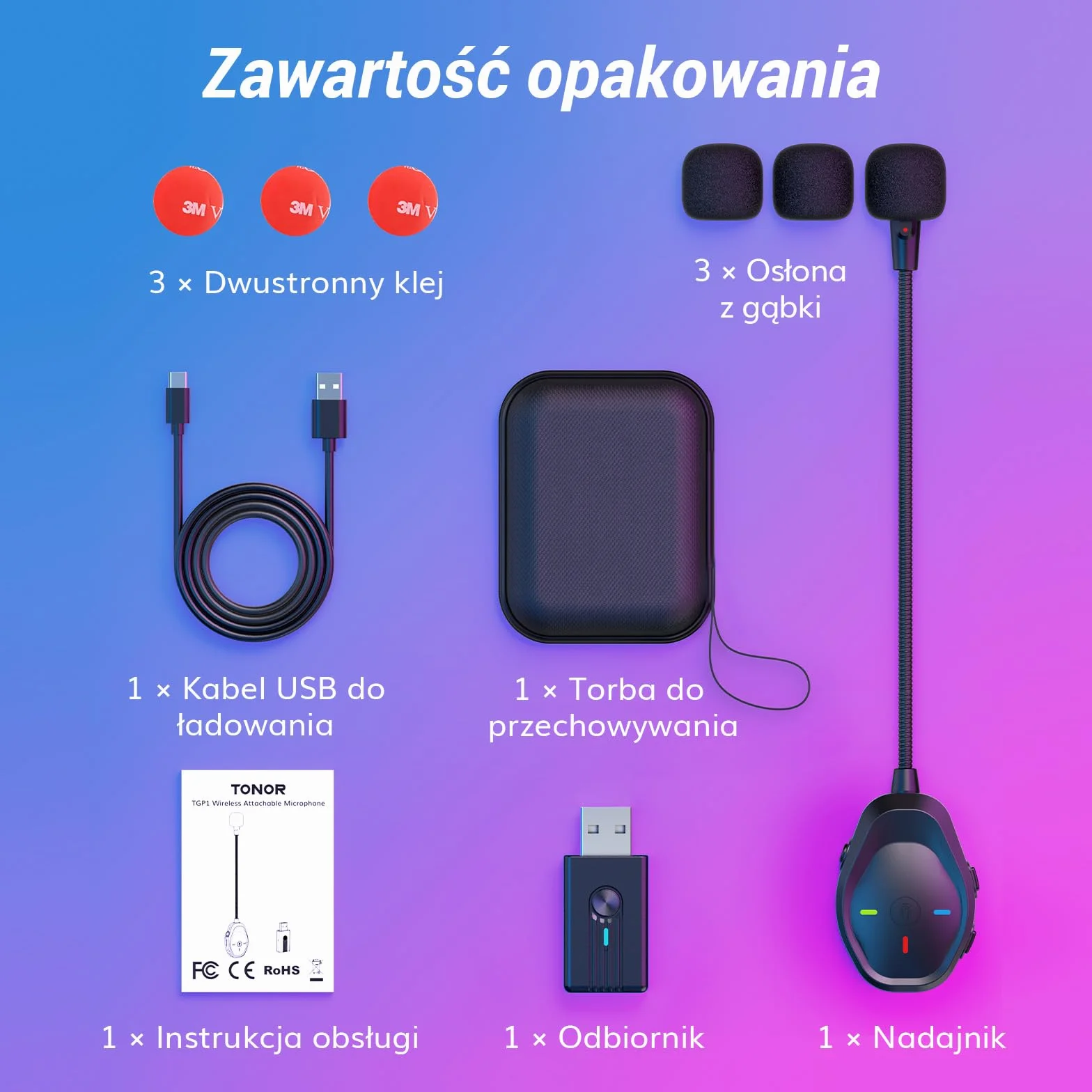TONOR Mikrofon Bezprzewodowy Modmic, Kompatybilny z PS4/PS5, Mikrofon do gier do Zestawu Słuchawkowego Konsoli, Redukcja Szumów, Ladowany Przez USB, Kompatybilny z PS4, PS5, PC, Laptopem, TGP1