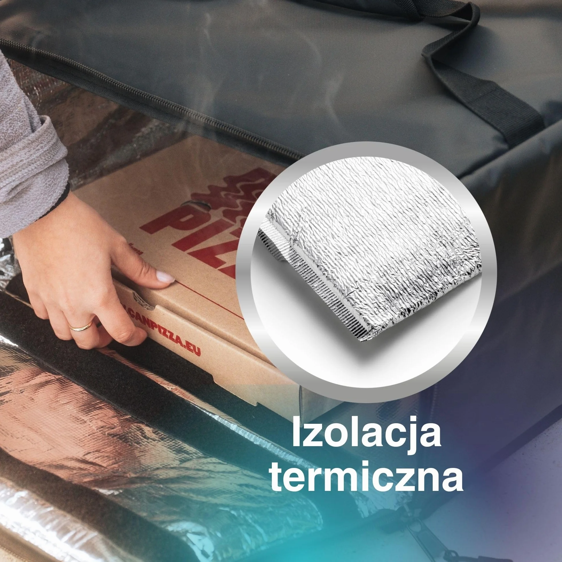 Teleskopowa sześcienna 89 l, izolowana torba na żywność, rozszerzalna funkcjonalność, 100% wodoodporna, w pełni składana, paski odblaskowe, zaprojektowana dla profesjonalnych kurierów, Czarny