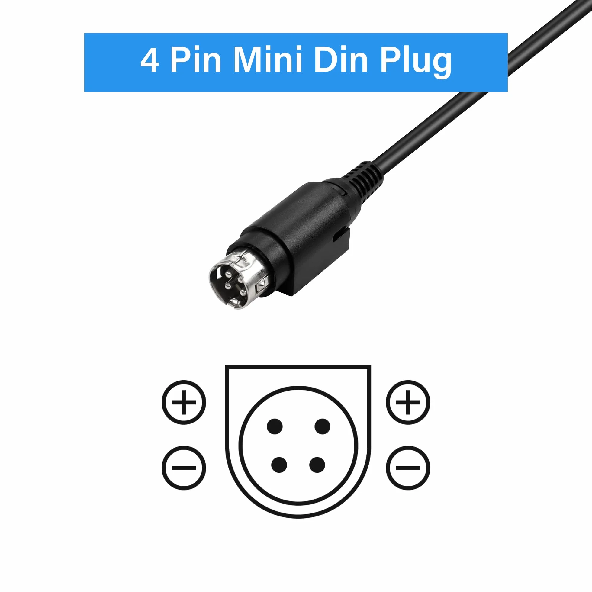Ładowarka samochodowa 12 V DC 18AWG, kabel zasilający, męski do 4-pinowego kabla mini DIN do DVD, telewizora LCD, rejestratora samochodowego, kamery