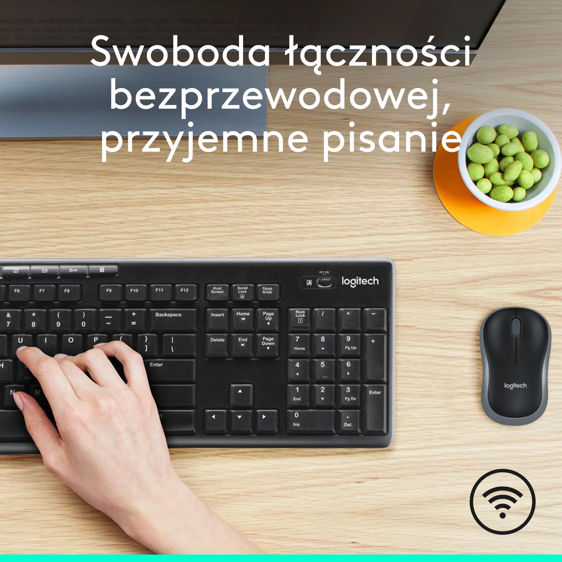 Logitech MK270 Bezprzewodowy Zestaw Klawiatura i Mysz dla Windows, 2,4 GHz, Kompaktowa Myszka, 8 multimedialnych klawiszy skrótowych, bateria 2 lata, dla PC, Laptop, QWERTY układ US Intl - Czarny