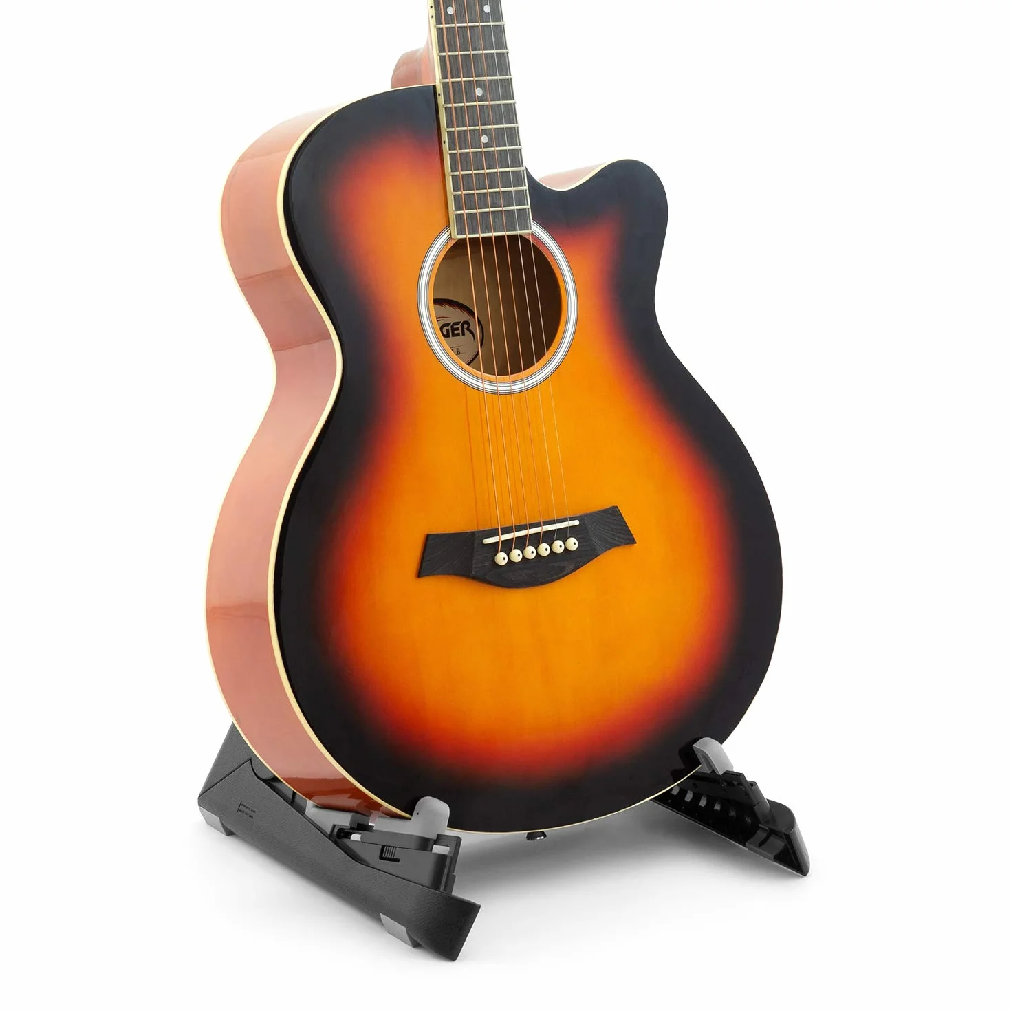 Tiger GST63-BK rama stojak na gitarę – przenośny składany stojak na gitarę do gitar elektrycznych, akustycznych, klasycznych i basowych, czarny