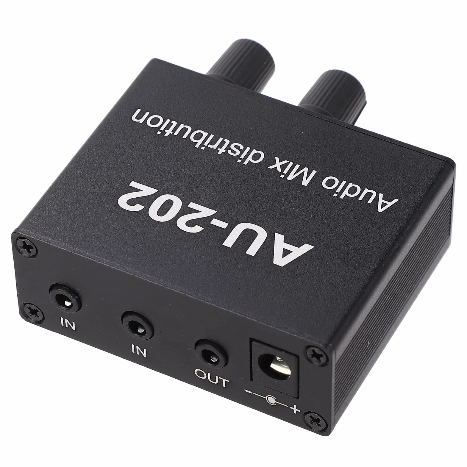 Mini Mikser do Dystrybucji Dźwięku z Zasilaczem, 100-240 V 2 Wejścia 2 Wyjścia Stereo Lupa Dystrybutor Akcesoria Audio