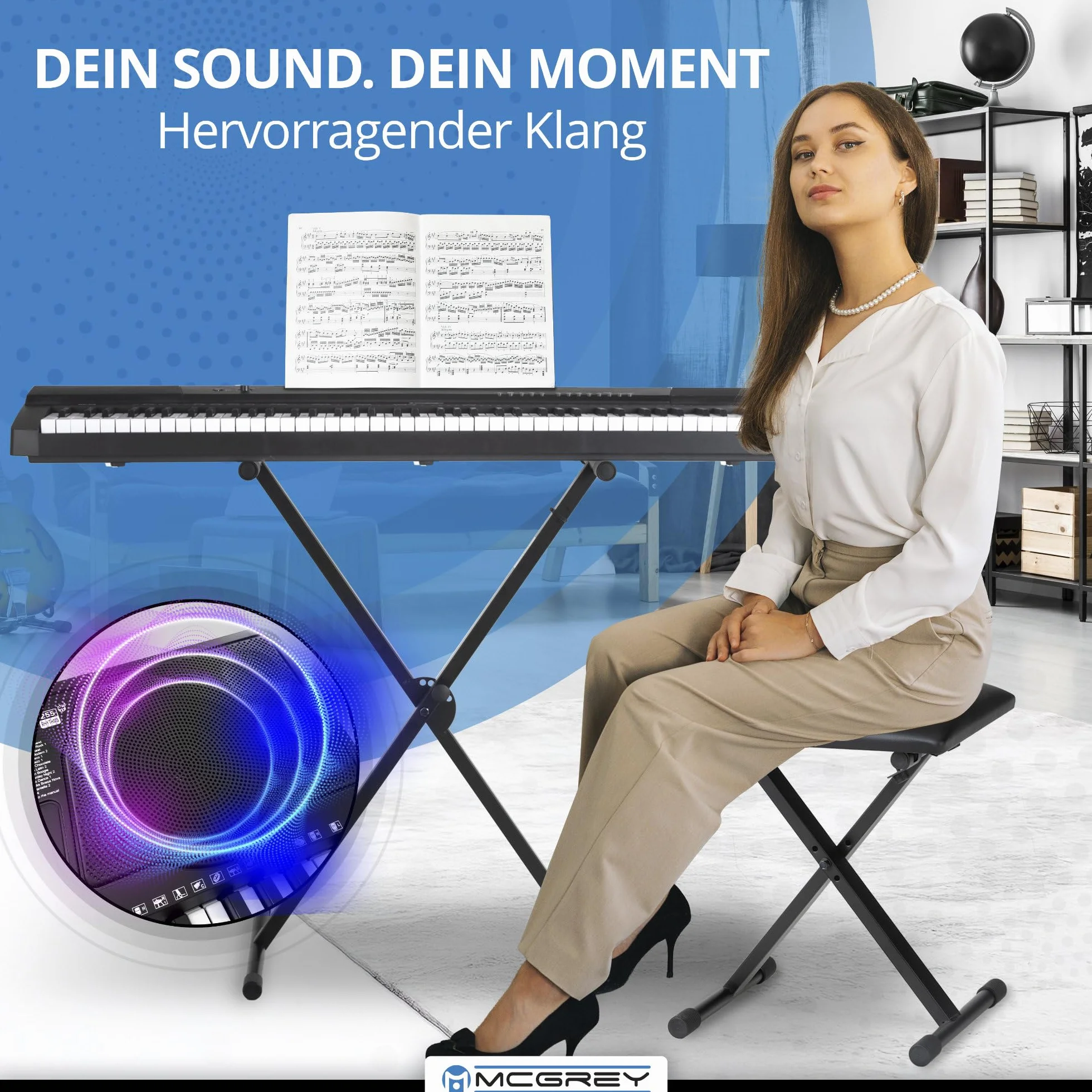 McGrey LK-6150 keyboard 61 klawiszy dla początkujących 255 dźwięków 255 rytmów MP3 czarny