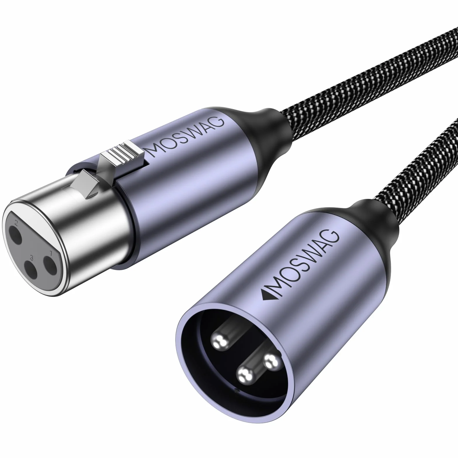 MOSWAG Zbalansowany kabel XLR mikrofon, kabel XLR męski na żeński XLR, zrównoważony kabel mikrofonowy 3PIN XLR kompatybilny z mikrofonem, mikserem mikserem, Behringerem, systemami głośników (2 M)