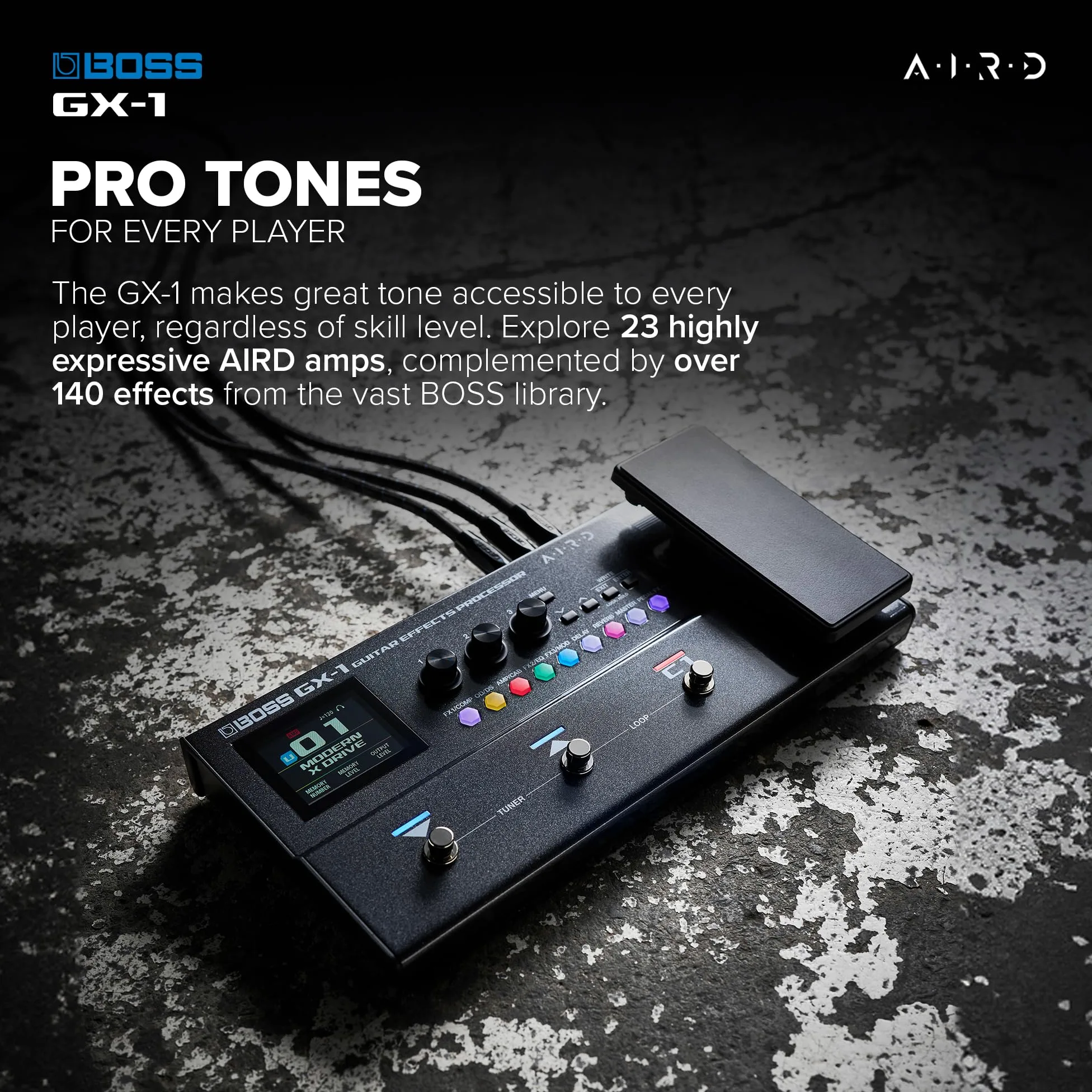 BOSS GX-1 | Ultraprzenośny Procesor Efektów Gitarowych | Wyposażony w Kultowe Wzmacniacze i Efekty | Silnik Dźwiękowy AIRD Klasy Premium | Idealny dla Początkujących Gitarzystów | Łączność Bluetooth