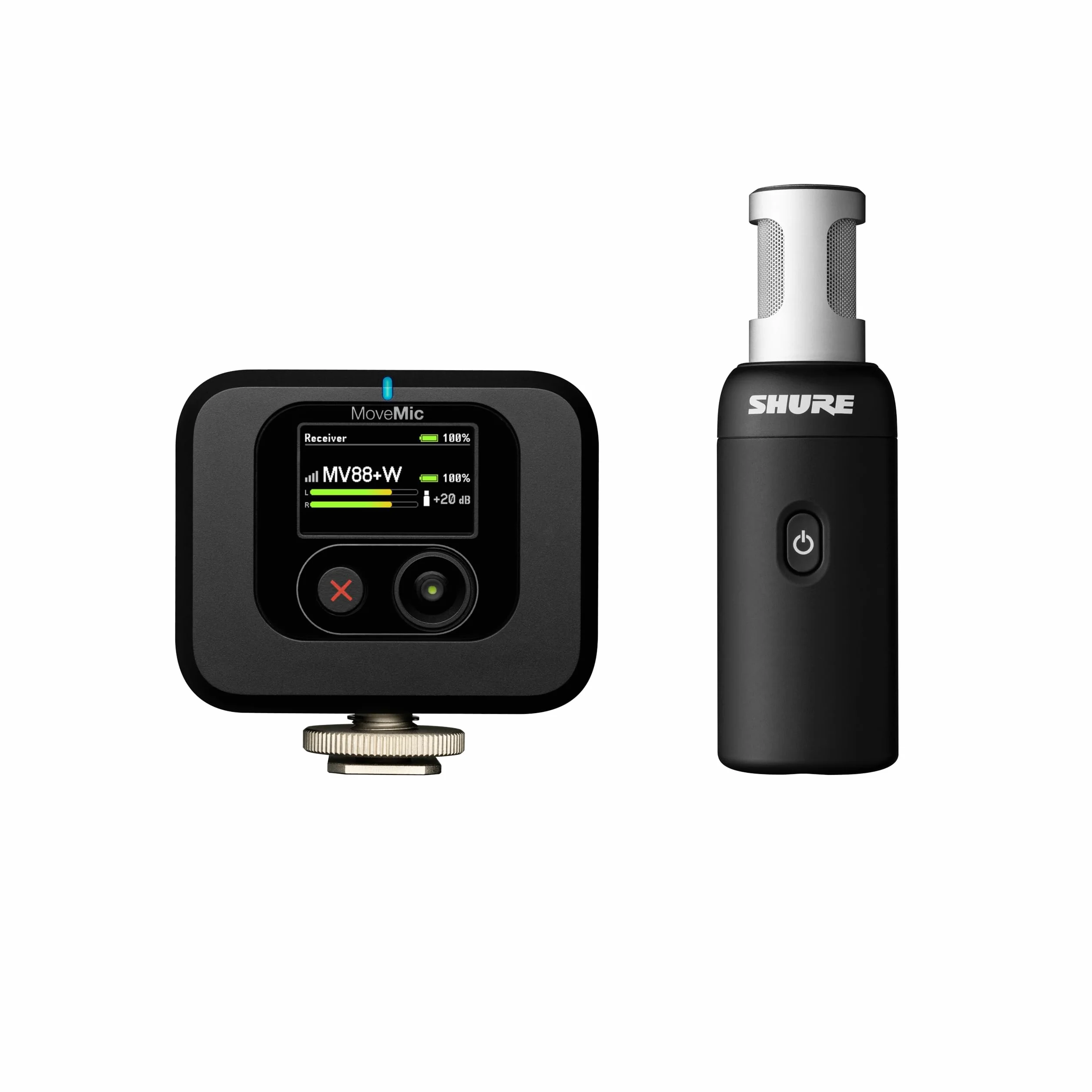 Shure Zestaw Bezprzewodowy mikrofon MoveMic 88+ - pro rejestrator dźwięku do nagrywania filmów/wywiadów w terenie | kompatybilny z iOS/Android za pośrednictwem aplikacji MOTIV (MV88+W-KIT-Z6)