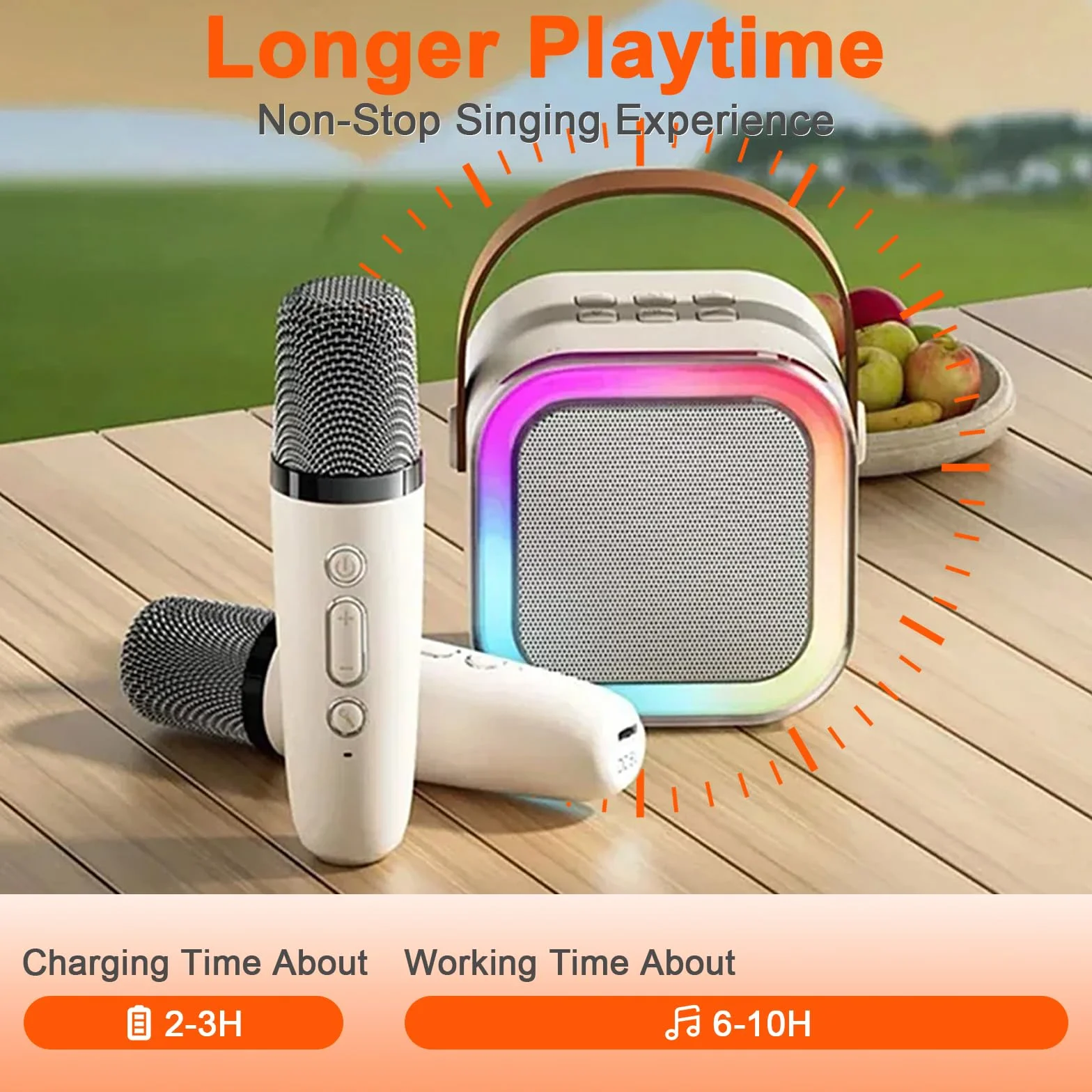 JIMACRO Mini maszyny do karaoke z 2 mikrofonami bezprzewodowymi, maszyna do karaoke ze światłami LED, głośnik Bluetooth i zestaw mikrofonowy dla dzieci i dorosłych (białe)