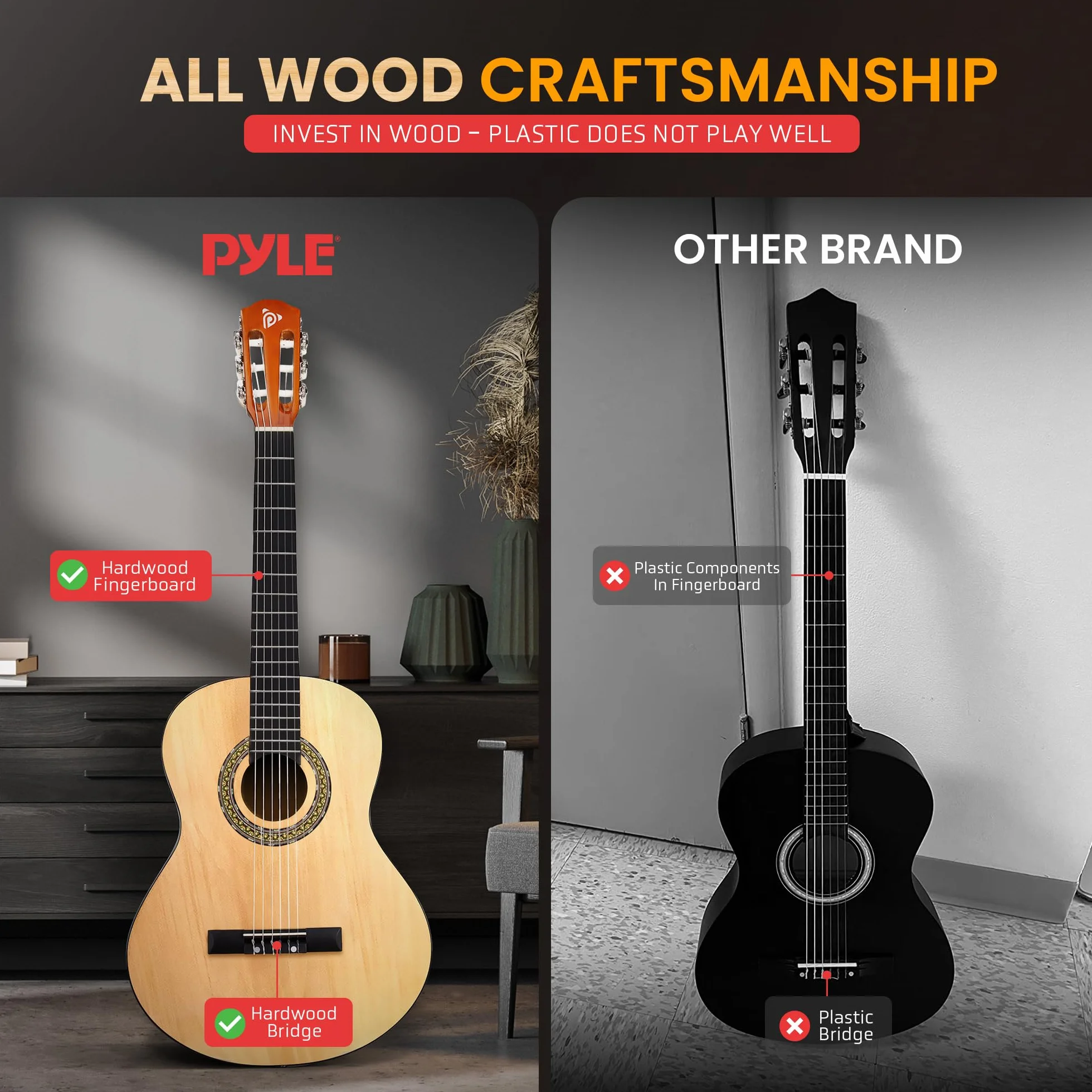 Beginner 36” Classical Acoustic Guitar - 3/4 Junior Size 6 String Linden Wood Guitar w/Gig Bag, Tuner, Nylon Strings, Picks, Strap, For Beginners, Adults