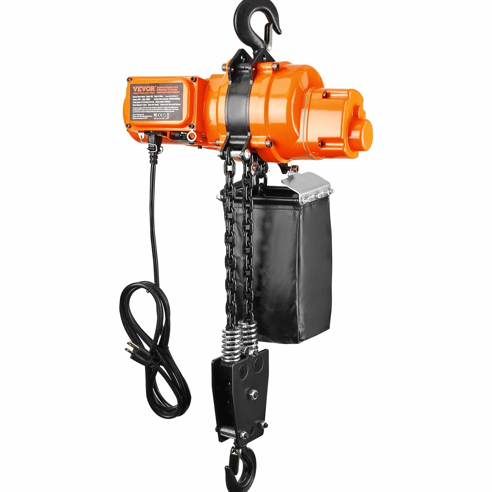 VEVOR Elektryczny wciągnik łańcuchowy, nośność 998 kg, wysokość podnoszenia 6 m, jednofazowy żuraw mostowy 230 V z łańcuchem, bezprzewodowym pilotem zdalnego sterowania i przewodowym do garażu,