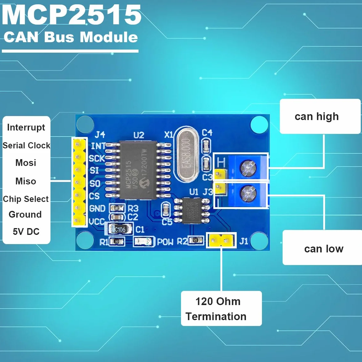 2 szt. Moduł magistrali CAN Bus MCP2515 TJA1050 SPI moduł odbiornika Kontroler Interfejs z kablem dla Arduino dla 51 dla MCU dla Arm Development Board