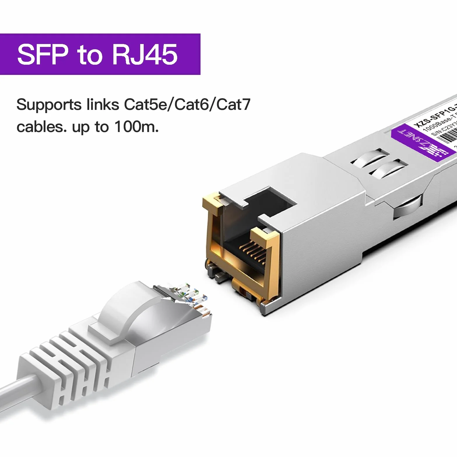 Nadajnik-odbiornik SFP 1000BASE-T, SFP do RJ45, 1,25 G miedziany SFP do modułu Ethernet, kompatybilny z Cisco GLC-T/SFP-GE-T, Ubiquiti UniFi UF-RJ45-1G, Mikrotik, Meraki, Netgear, D-Link i
