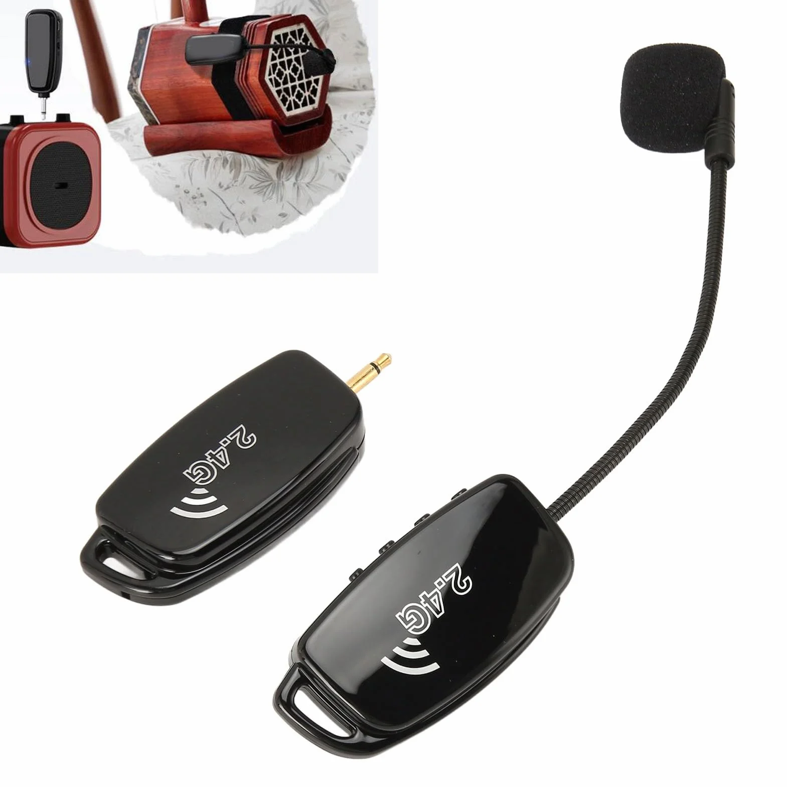 Mikrofon do Instrumentów Bezprzewodowych, Bezprzewodowy Mikrofon Erhu 2,4G, Redukcja Szumów, Mikrofon do Skrzypiec, Przeciwzakłóceniowy, Przetwornik do Instrumentów, Gitara