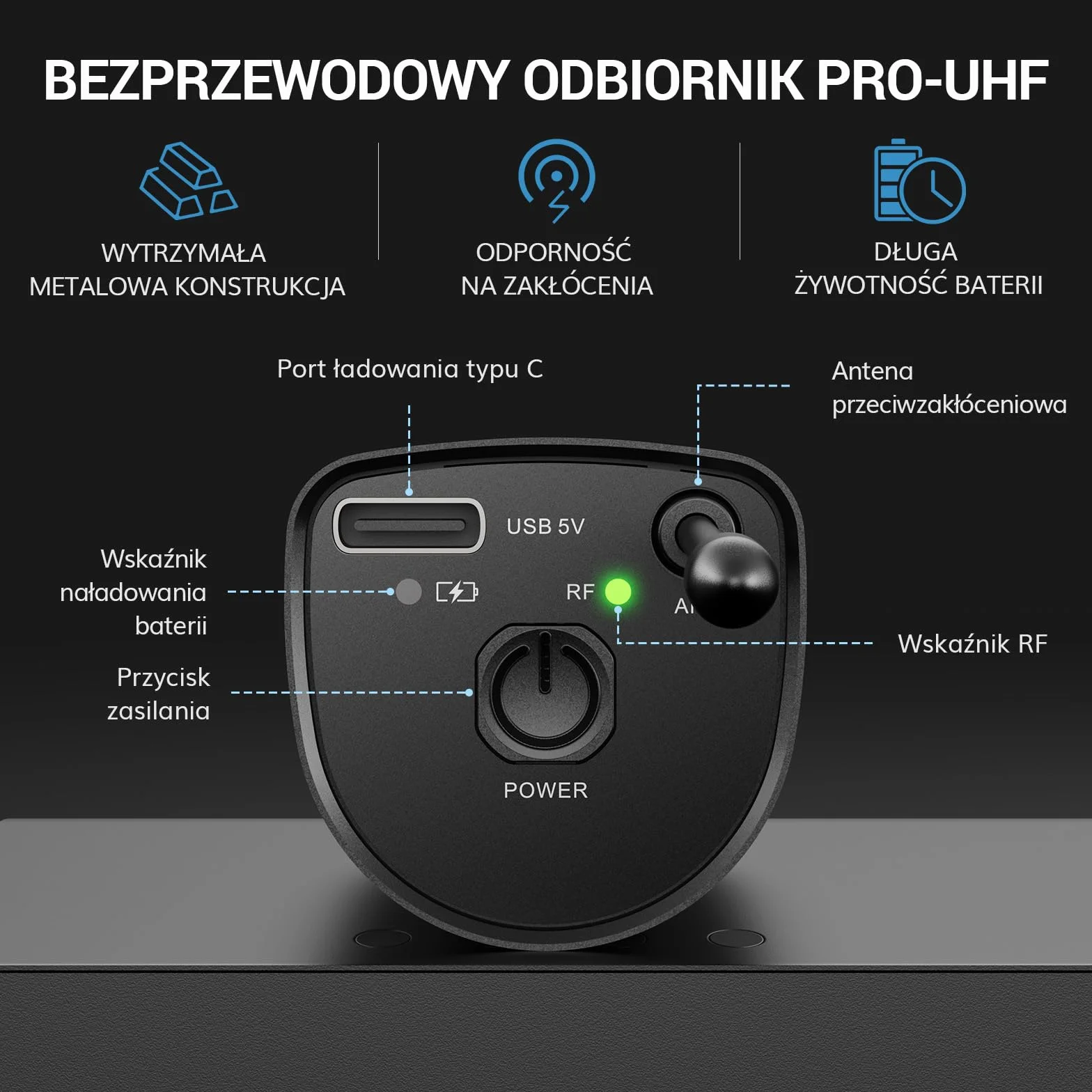 TONOR Bezprzewodowy System Mikrofon Ręczny TW520, Zasięg UHF 60m, Mikrofon do Karaoke