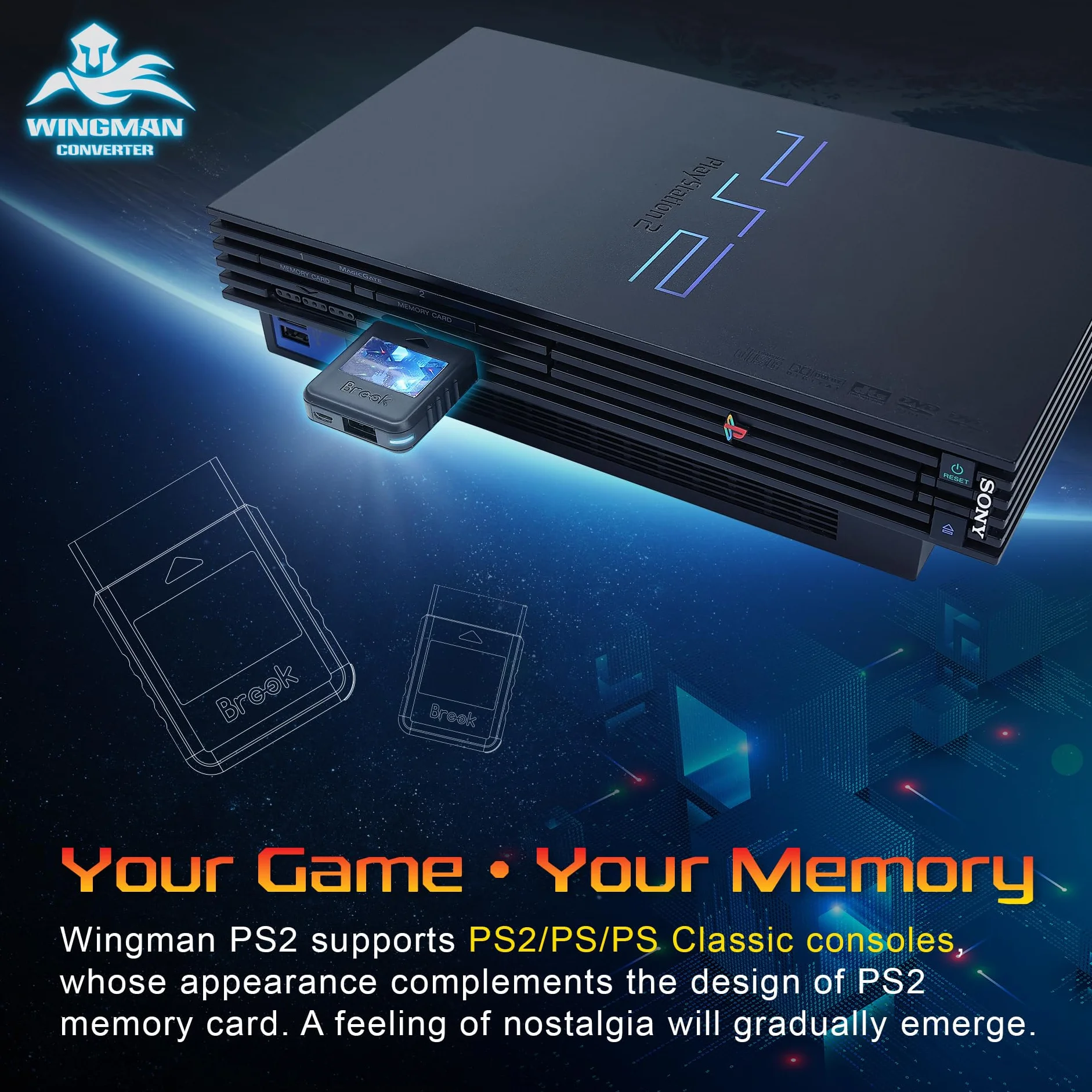 Brook Wingman PS2 Converter – Bezprzewodowy adapter dla PS4/PS3 do PS2/PS1/Classic z brelokiem [Wersja Ekskluzywna]