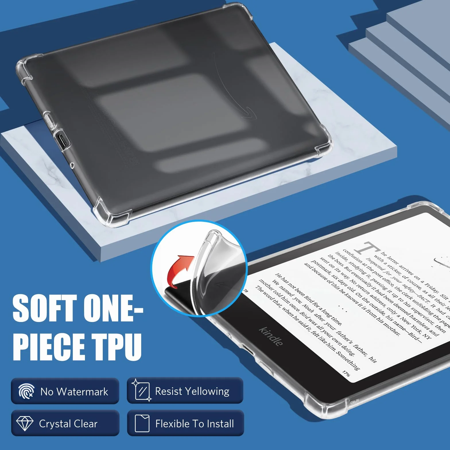 CoBak Etui Clear Case for 7 inch 2024 Kindle Paperwhite Clear - do Kindle Paperwhite 12. generacji i Kindle Colorsoft Signature Edition (model nr SA569P), Lekkie i Miekkie, Odporne na Zarysowania