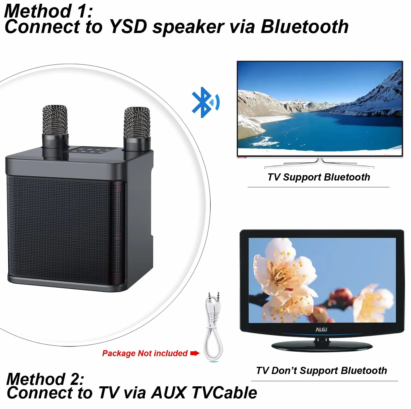 Maszyna Karaoke Głośnik z 2 bezprzewodowymi mikrofonami dla dorosłych, dzieci Przenośny Bluetooth HD Sound PA System, Śpiewająca maszyna z Echo i Vocal Cut, obsługuje TF/USB, AUX