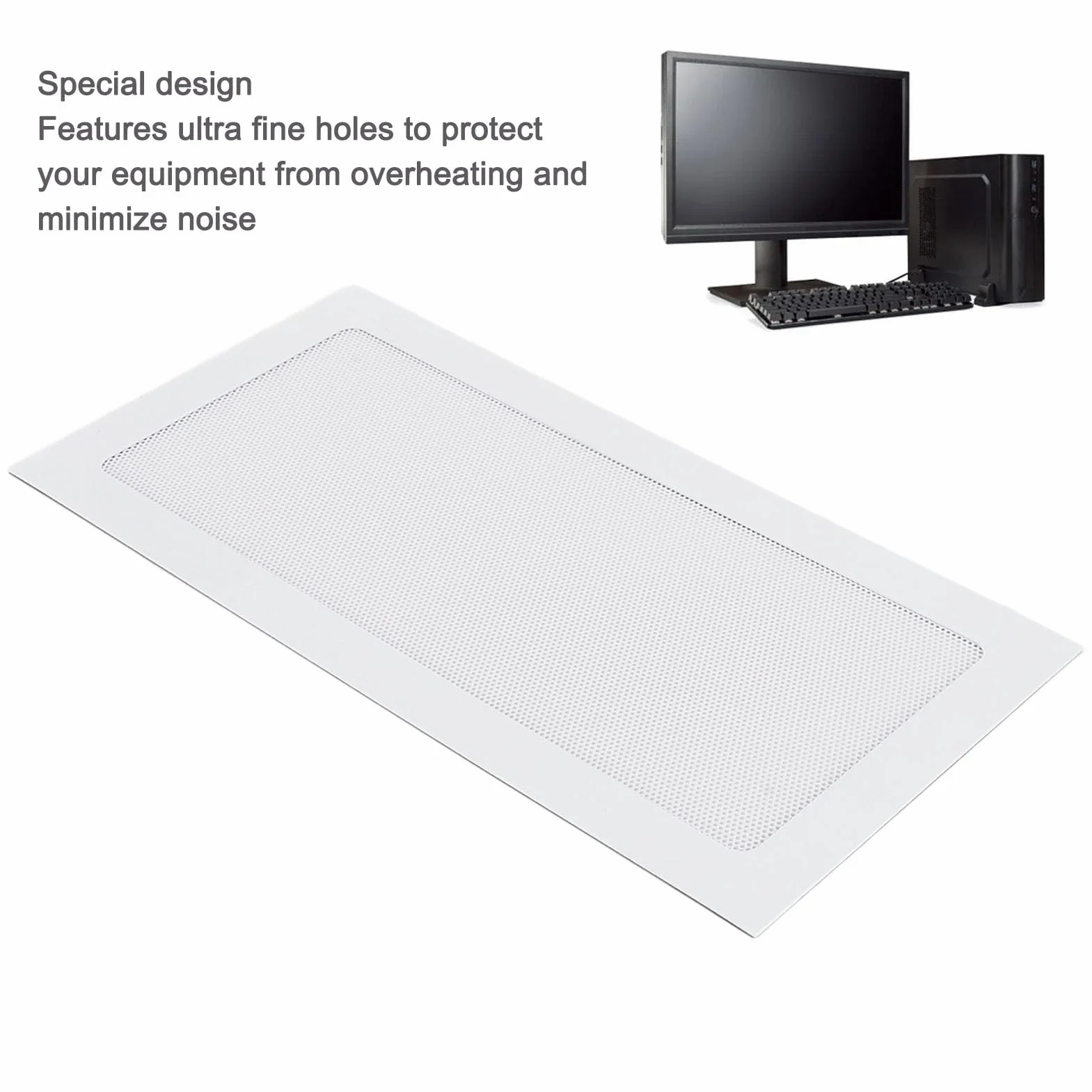 2 szt. PC Grill Siatkowy z ramką magnetyczną Pasek Wentylator Chłodnicy Komputera Filtr Przeciwpyłowy do Obudowy Komputera PC Osłona Przeciwpyłowa z Drobnej Siatki PVC (WHITE)