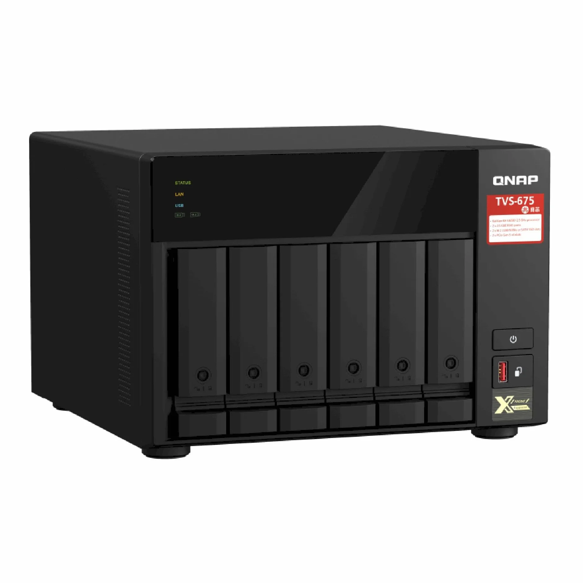 QNAP 6-kieszeniowy NAS Zhaoxin KX-U6580 8C/8T 2,5 GHz Czarny