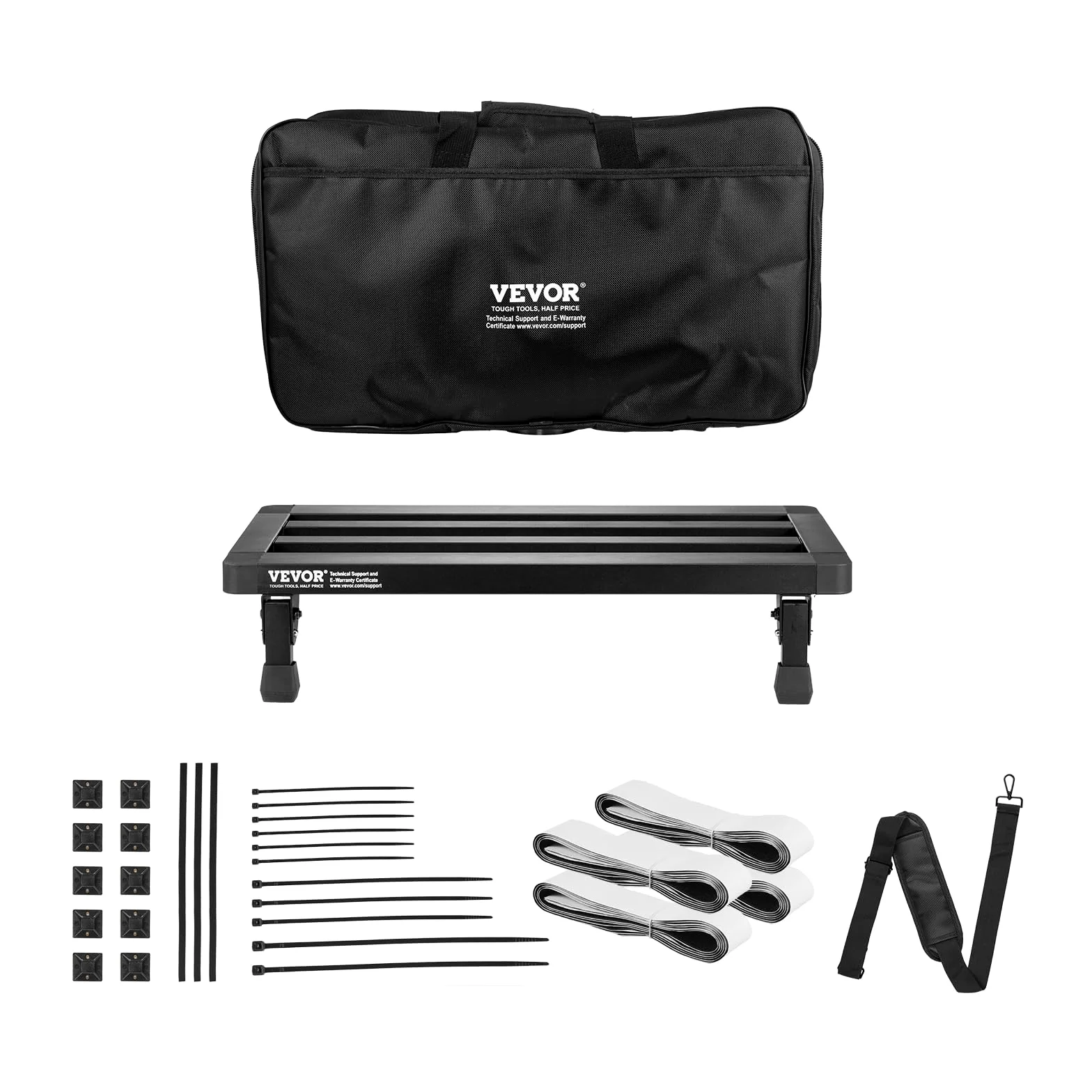 VEVOR gitarowy 508 x 280 mm, stop aluminium, 1,2 kg, super lekki, składany do efektów gitarowych, z torbą do przenoszenia, zapięcie na rzepy, paski rolowane do 10-12 pedałów gitarowych